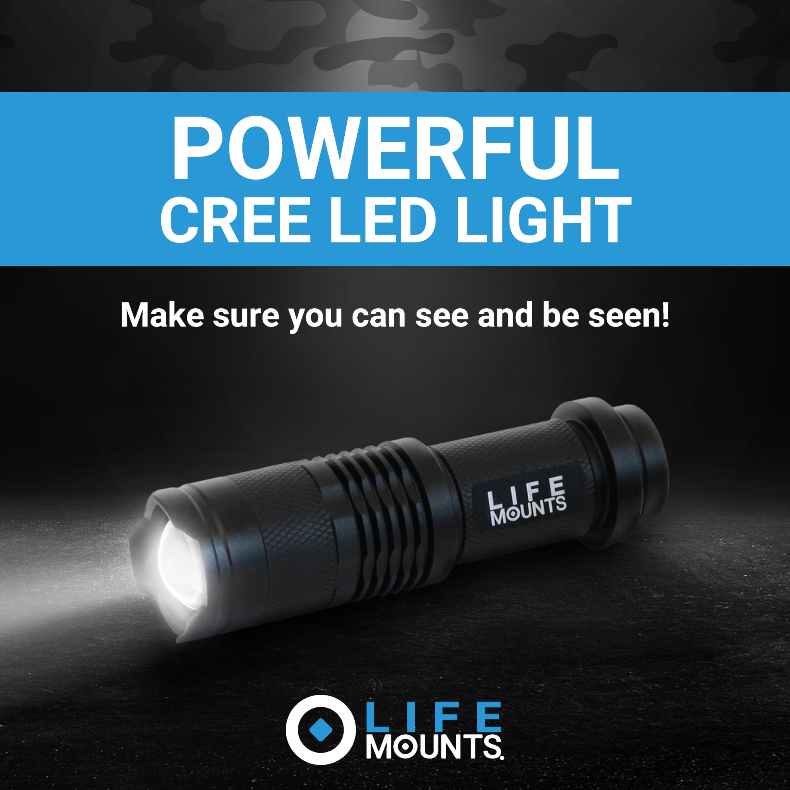 Life Mounts LED ARC Rail Light - Illuminates 1000 Feet Ahead - Airsoft Flashlight with Multi-Modes and Full 360 Rotation - Weath
