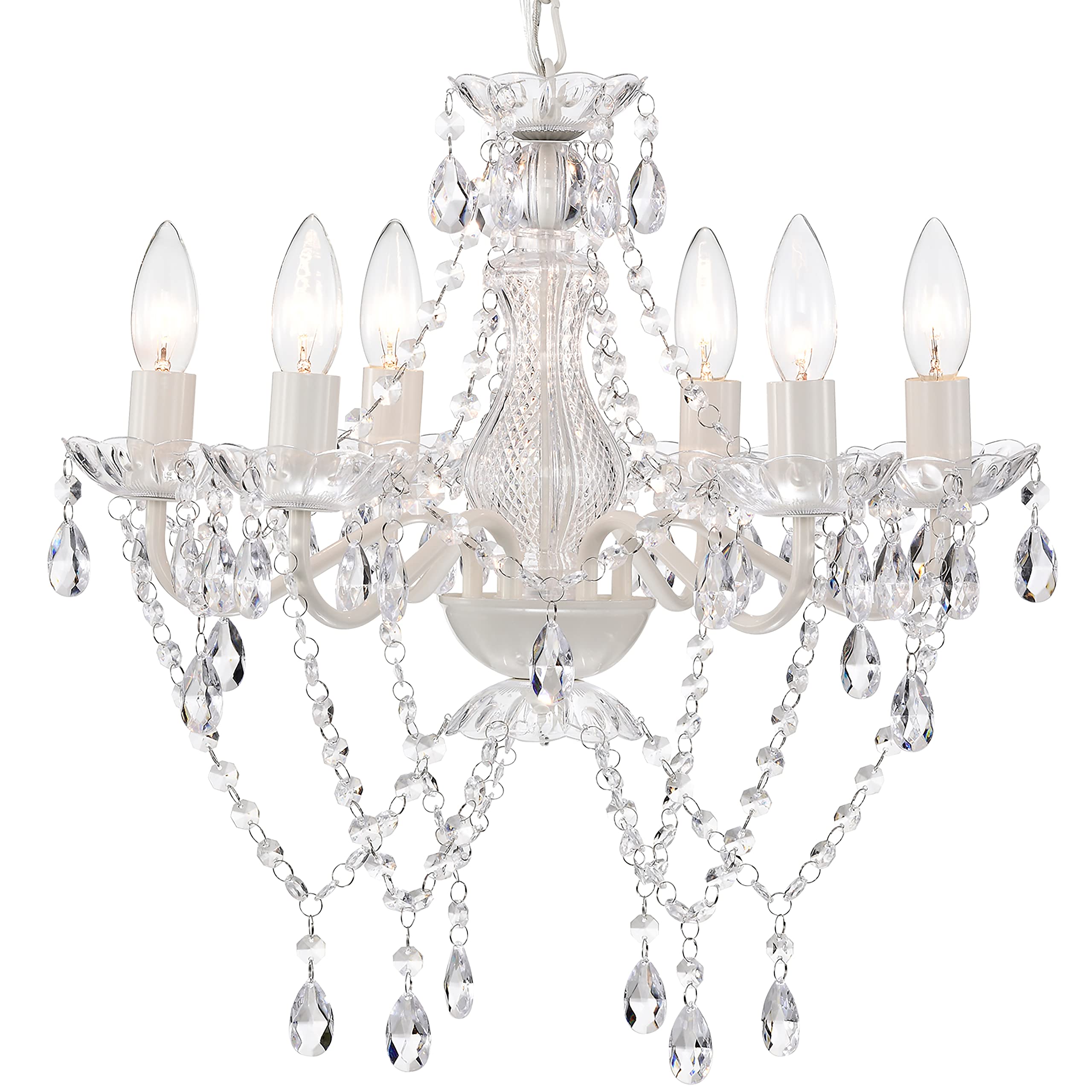 Mr.Color White Chandeliers Crystal Chandelier Lighting Fixture 6-Light Candle Chandelier for Bedroom