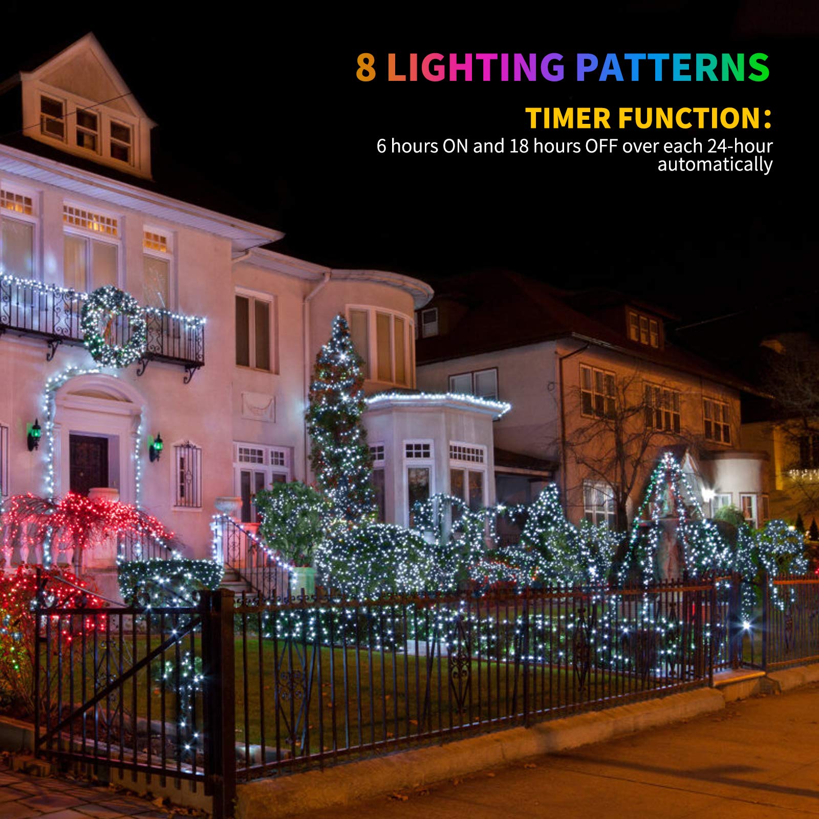 Tcamp Christmas Lights 33Ft 100Led Outdoor Indoor Christmas String Lights With Remote Timer, Usb Or Battery Powered Waterproof 8 Modes Fairy Lights For Christmas Tree Wreath Party Decor (White)