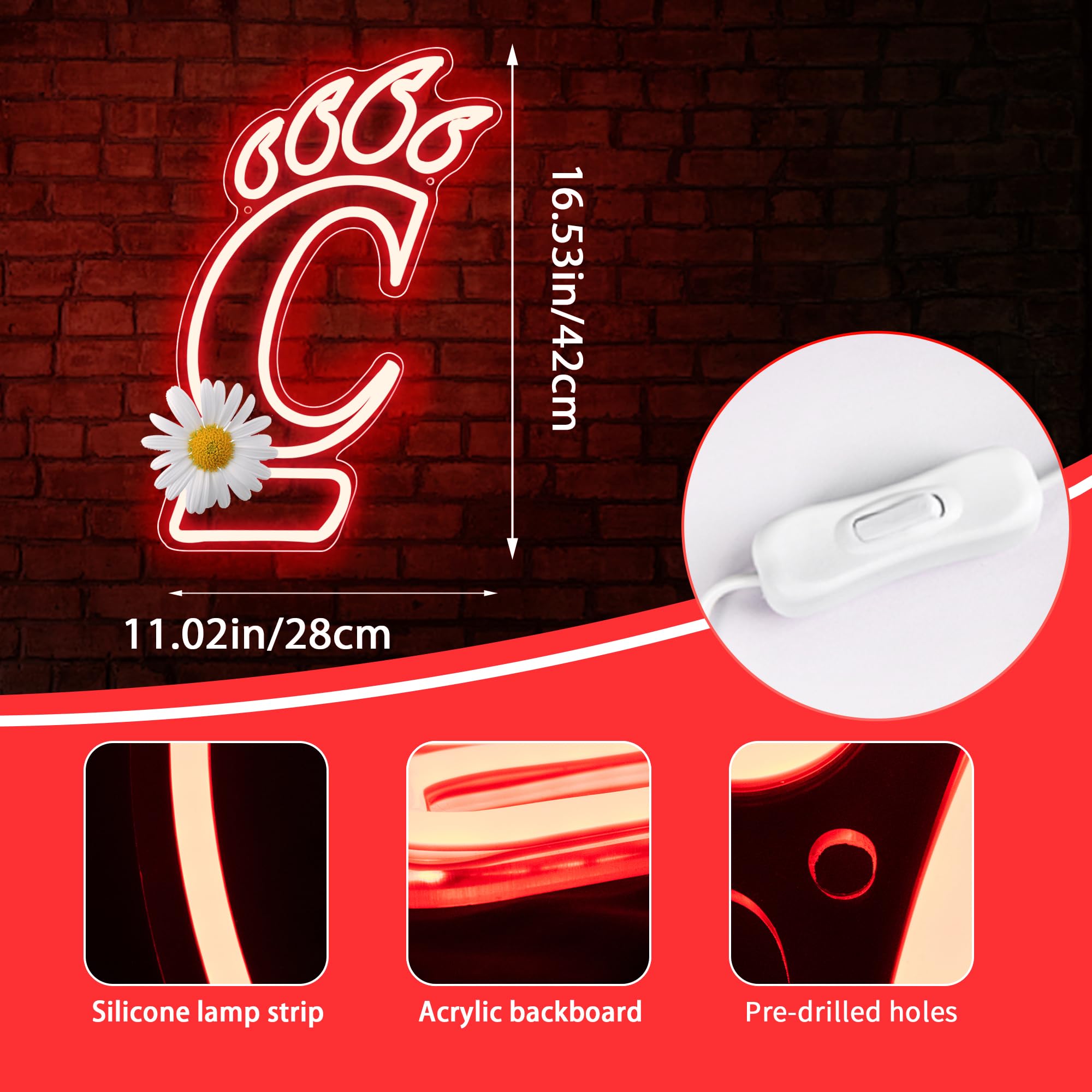 University Neon Sign For Wall Decor University Basketball Led Neon Light College Sports Signs For Man Cave Dorm Wall Decor Graduation Gifts For Students Teens Football Fans Size 16.5 * 11Inch(Fmxd113)