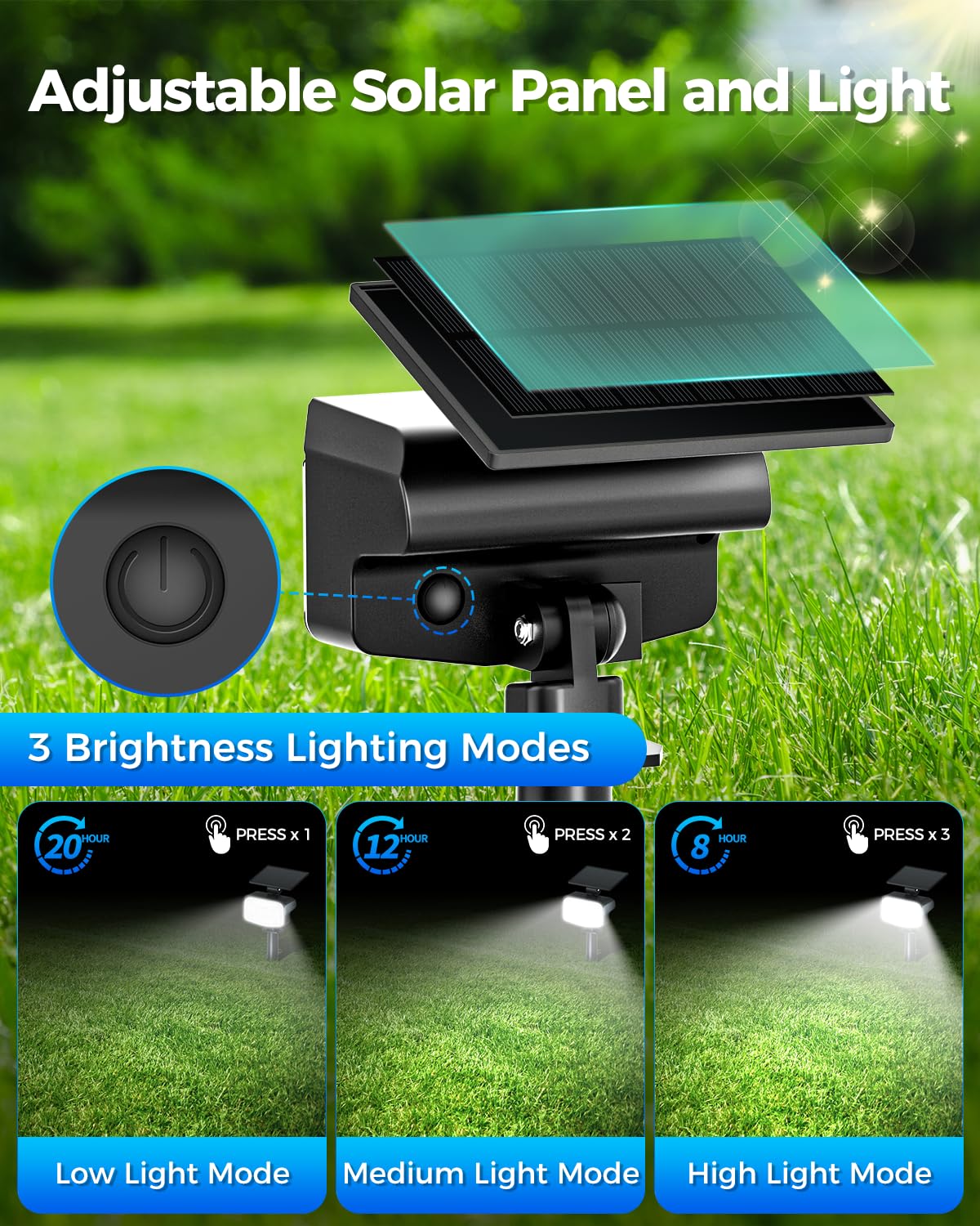 Fratink Solar Spot Lights Outdoor, [92 Leds/6 Pack/3 Modes] 2-In-1 Solar Landscape Spotlights, Ip65 Waterproof Auto On/Off Solar