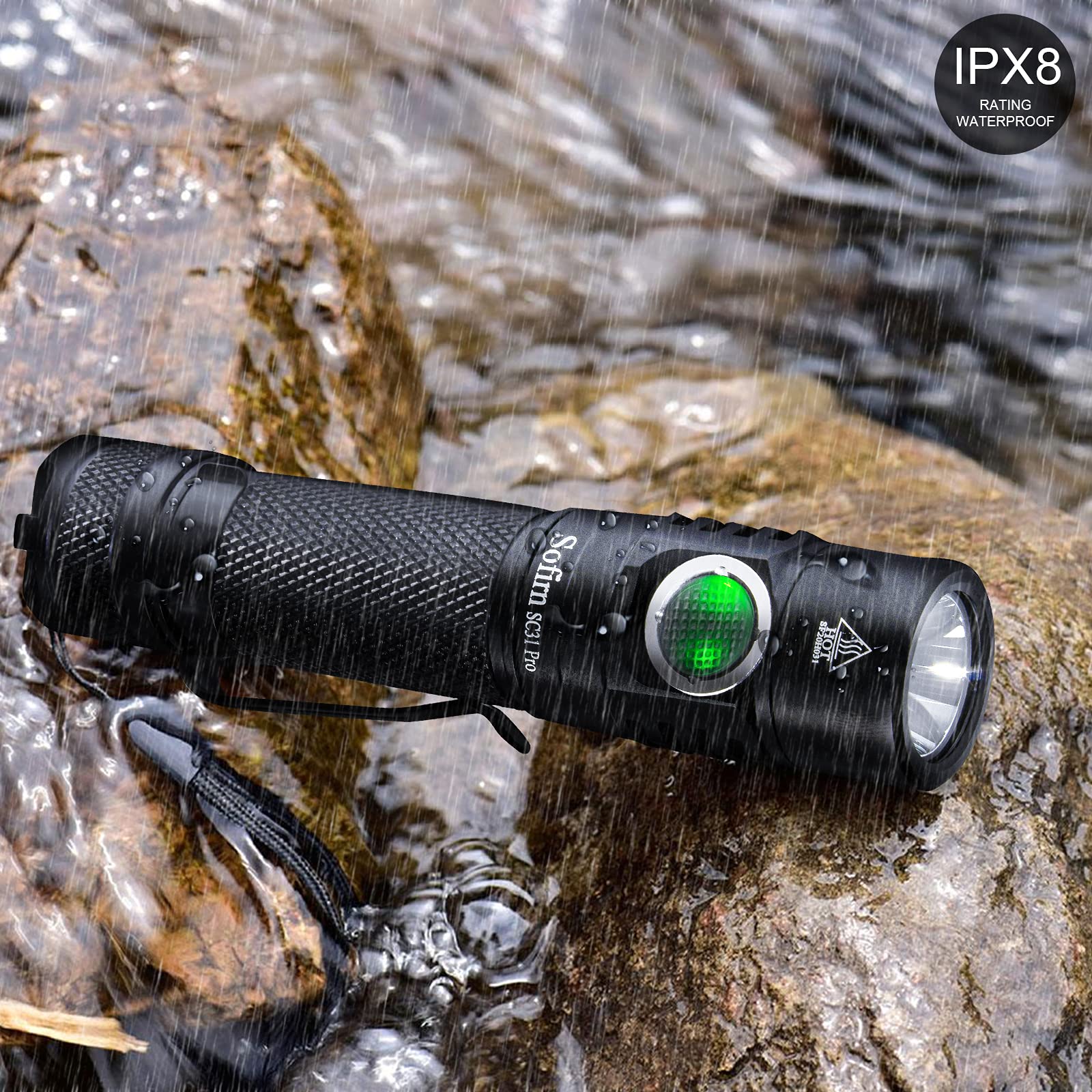 Sofirn SC31 Pro EDC Flashlight - 2000 Lumens, Aluminum, Water Resistant, Black 2