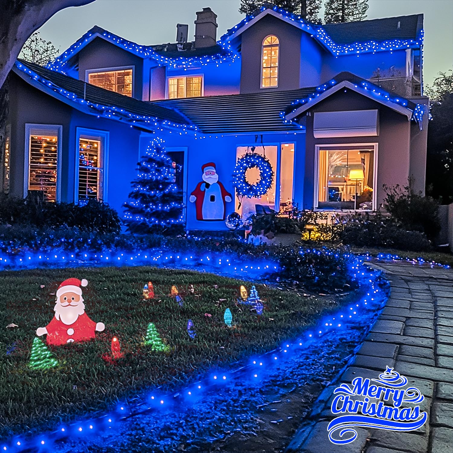 JMEXSUSS 200 LED Christmas String Lights, 66ft Expandable, Blue, Waterproof, Green Wire, Model EXS-S-0200