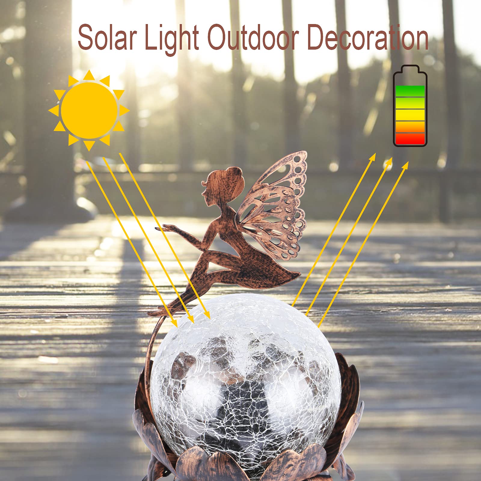 Mumtop Solar Lantern Fairy Light - Waterproof Led Tabletop Lamp,  le Glass, Brown For Garden, Patio, Yard Decor, Model 2Cfb54D4-2C6B-