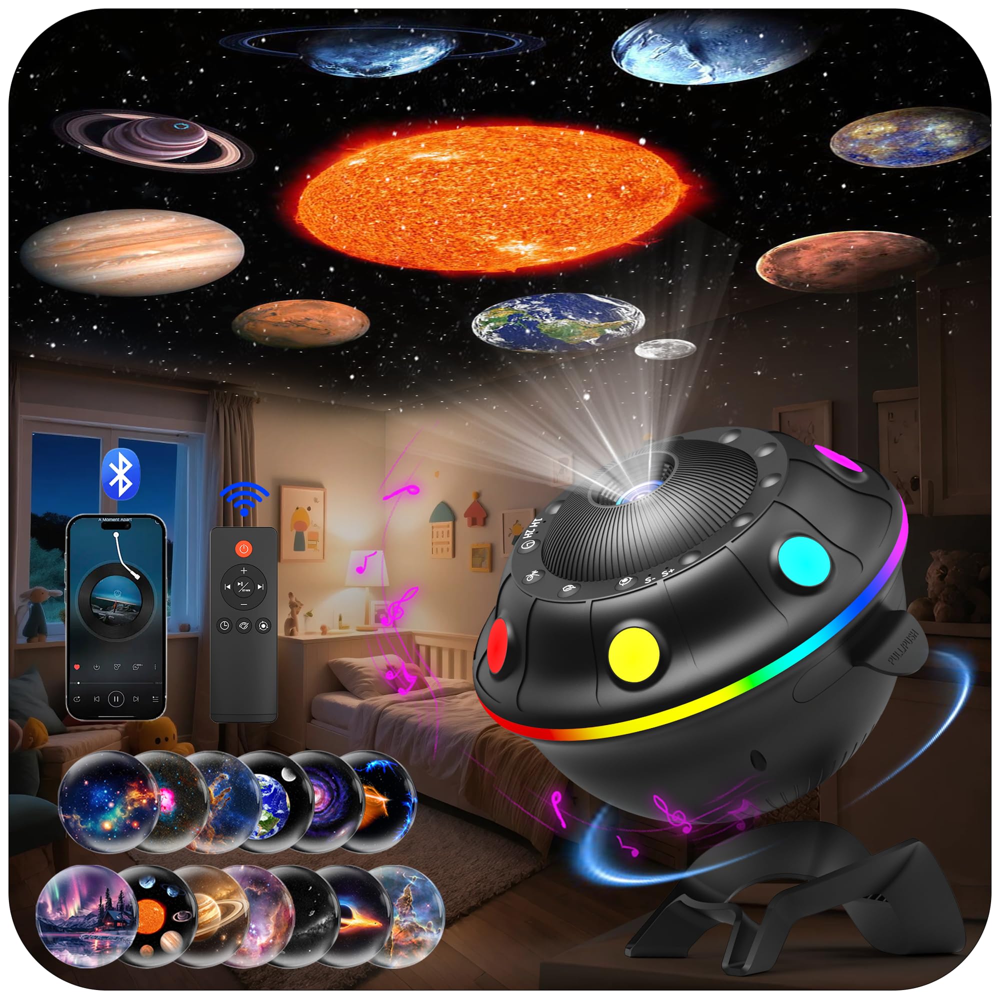 UFO Star Projector  13 in 1 Planetarium Galaxy Projector for Bedroom  Galaxy Light Projector with White Noise  Bluetooth Speaker  Timer & RGB Effects  Space Night Light Projector for Kids For Mature Userss Gift