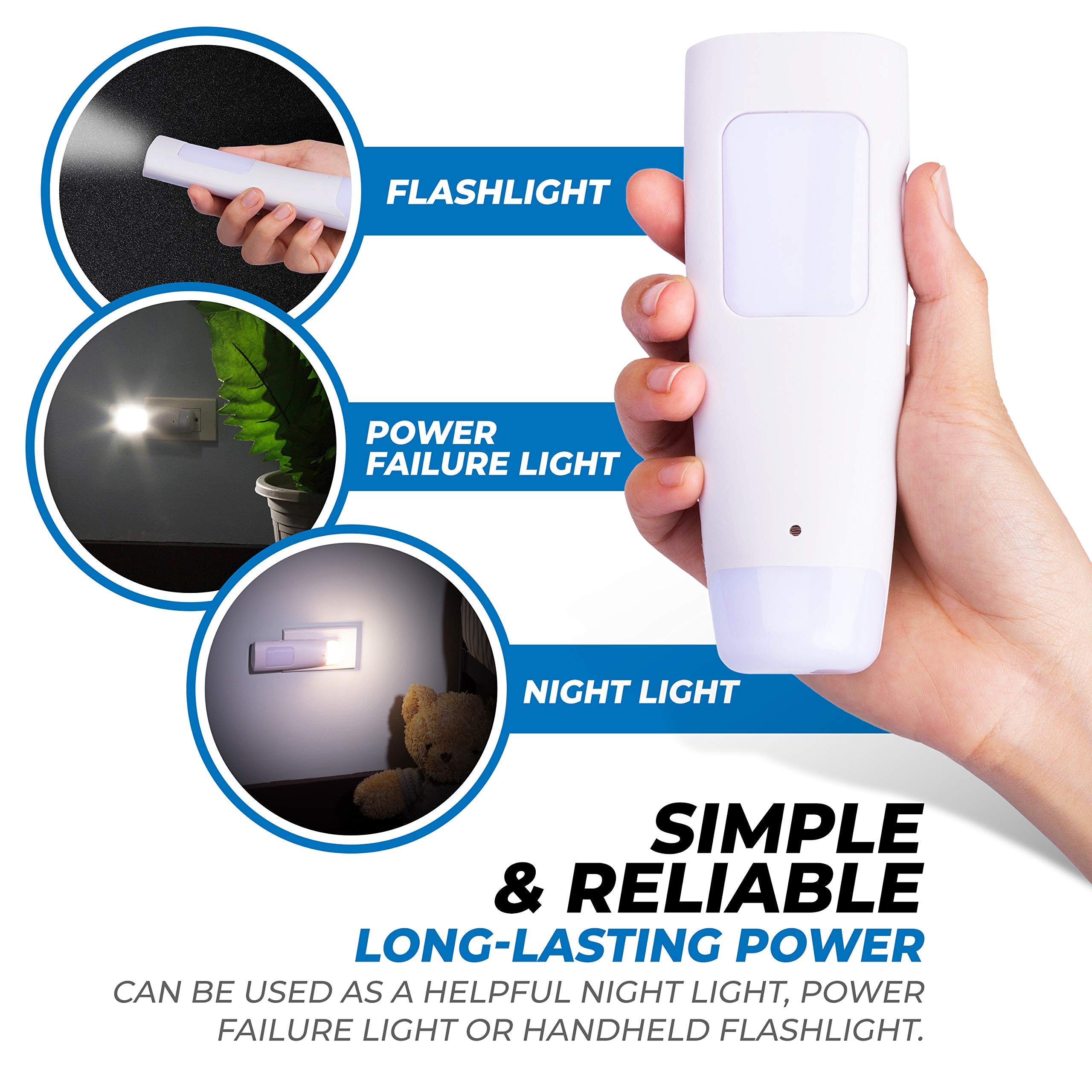 Westek Led Emergency Lights For Home Power Failure, 6 Pack - 3 Function Power Failure Light, Rechargeable Flashlight And Night L