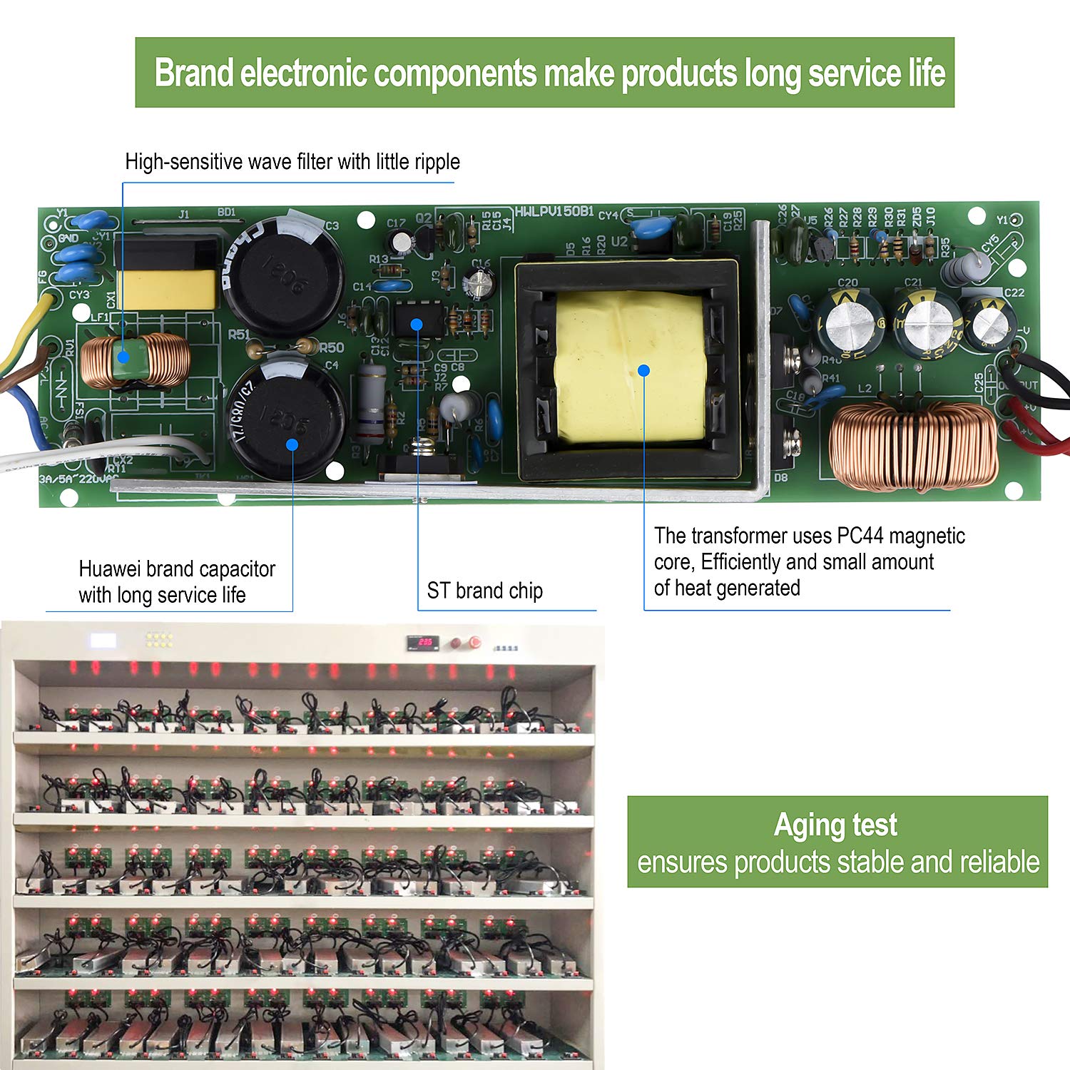 Led Driver 200 Watts 24V Dc Low Voltage Transformer, Waterproof Ip67 Led Power Supply, Adapter With 3-Prong Plug 3.3 Feet Cable