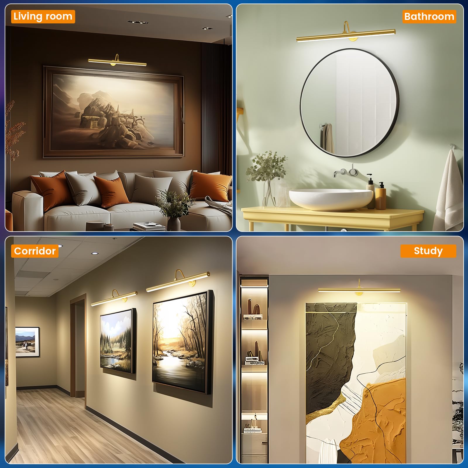 Bridika Picture Lights For Wall Battery Operated, 23.6In Picture Light With Remote, 3 Color Modes And Dimmable Classic Art Light