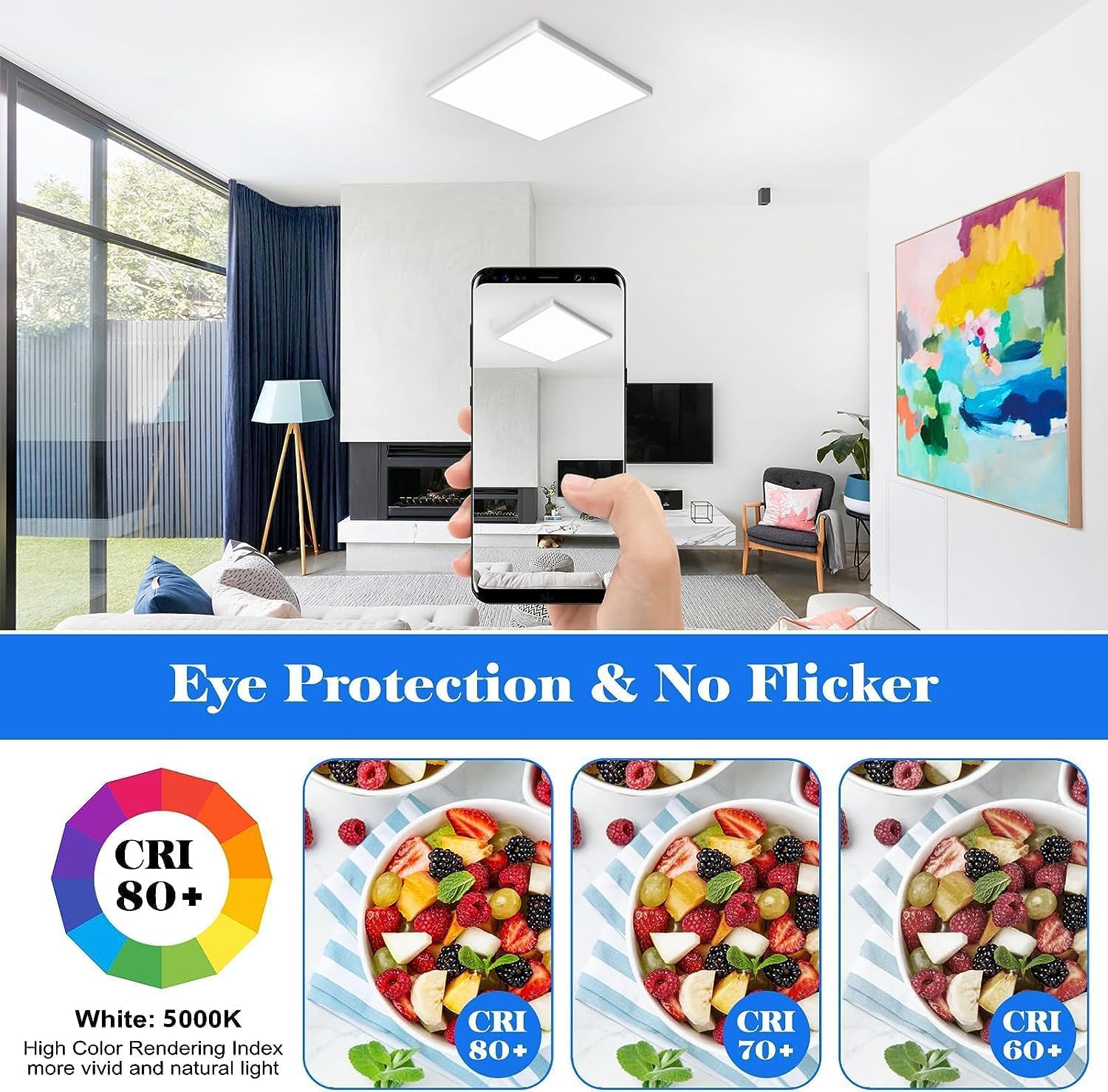 Dodopen Flush Mount Motion Sensor Ceiling Light Wired, 12 Inch Motion Sensor Light Indoor, 24W Square Radar Motion Ceiling Light