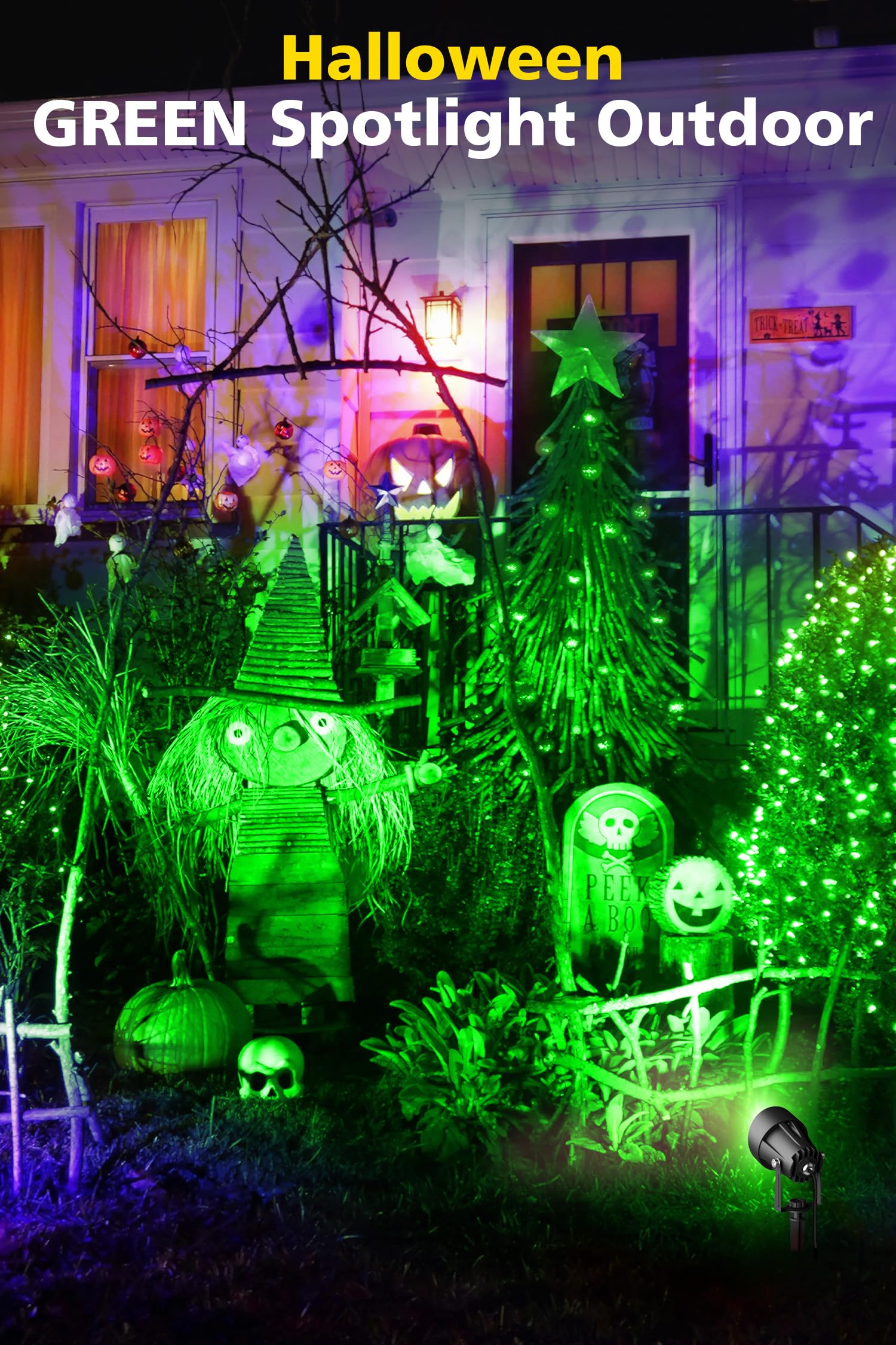 T-Sun Christmas Green Spotlight Outdoor  Waterproof Led Landscape Lighting With Us Plug  Easy Install 270?Adjustable Outdoor Spot Lights For Garden Tree Yard Decor  2 Pack