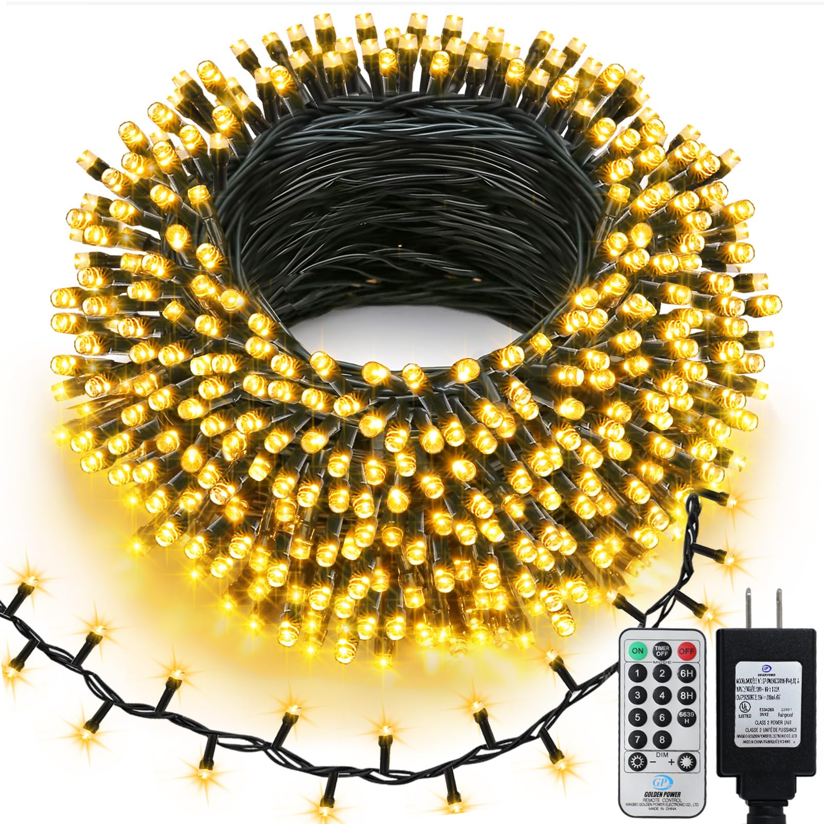 Echosari 400 Led Christmas String Lights Connectable  Extra Long 66Ft Outdoor String Lights End-To-End Plug In With Remote Timer For Garden Patio Tree Decor (Warm White)