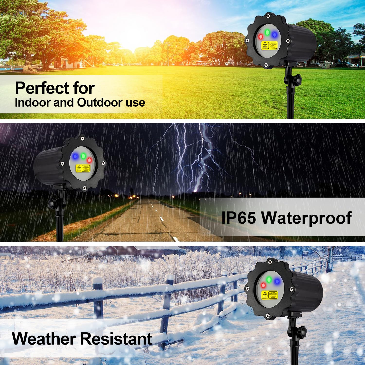 VanSmaGo Laser Christmas Projector Lights - 3 Color Waterproof Outdoor Decor, Model SE369-01, Black, RF Remote for Holiday & Party Use