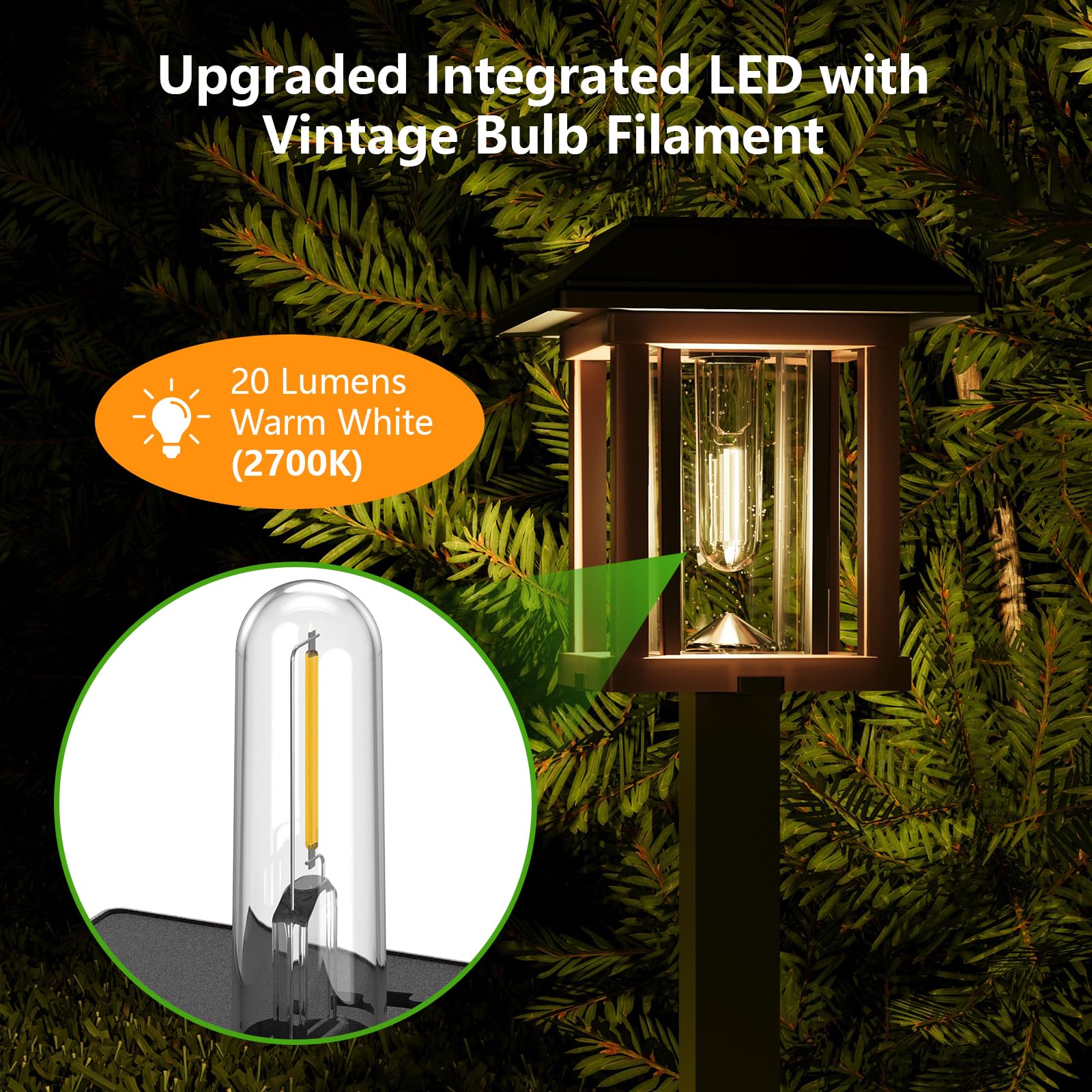 Xmcosy+ Solar Pathway Lights Outdoor, 25 Lm Led Garden Lights With Seed Glass, 2-Tone Bronze & Wood Colour, Ip65 Waterproof Sola