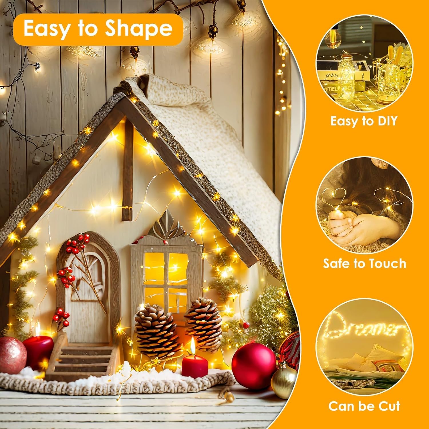BHCLIGHT 99Ft 300 LED Fairy Lights, Waterproof, 8 Modes, Timer, Warm White, Indoor/Outdoor, Model MLS-D4.5V1.35WUC-O
