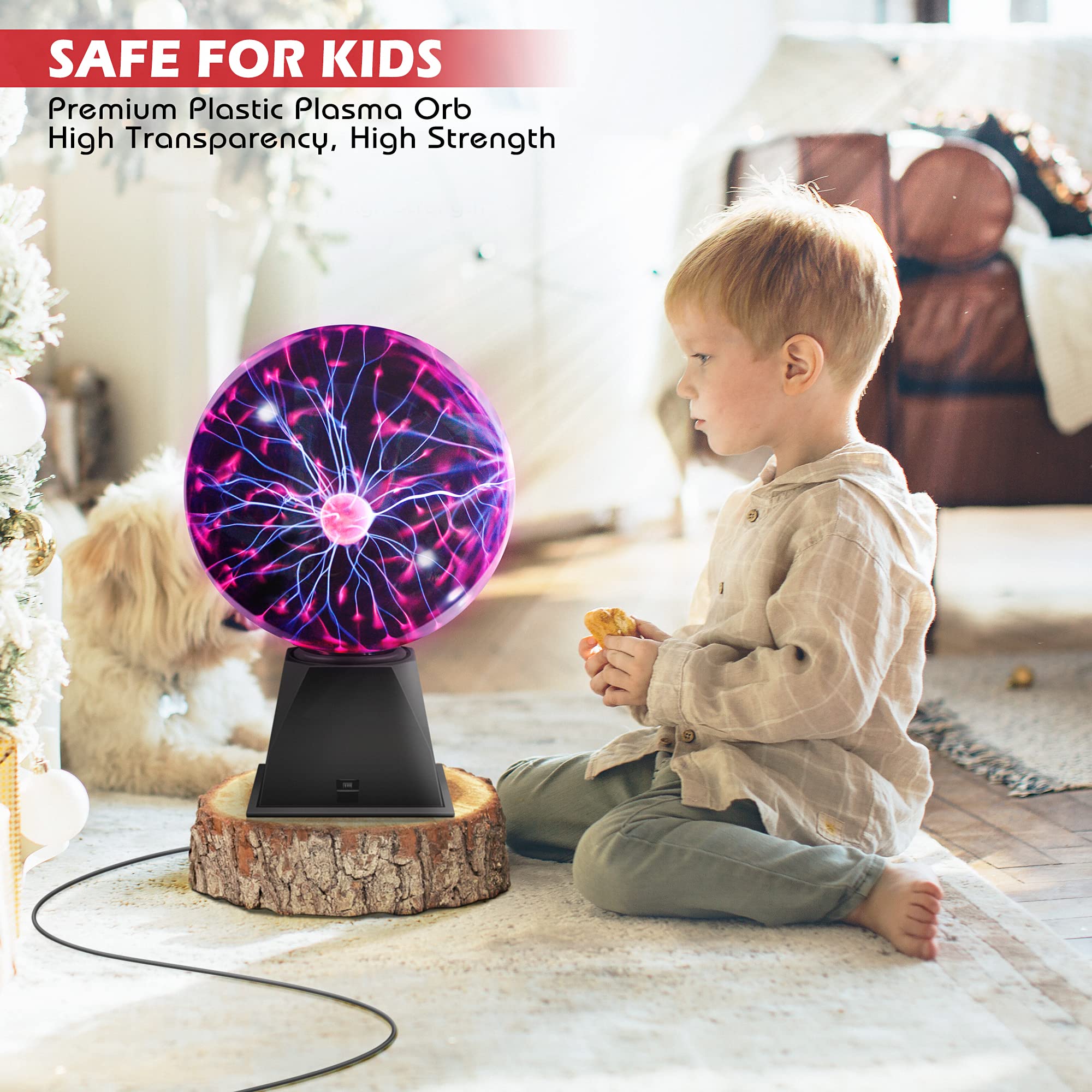 Flashmen Plasma Ball Lamp 6 Inch Science Ball Touch & Sound Sensitive Plasma Globe Extra Large Lightning Ball For Bedroom Decor Lamp Novelty Present (Purple)