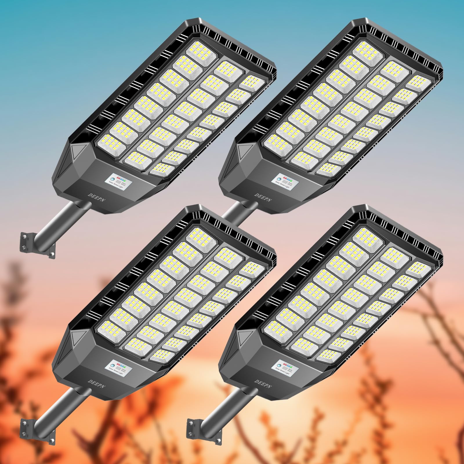 Solar Street Light Outdoor, 5000W Solar Parking Lot Lights, 360000Lm Solar Lights Outdoor, Ip67 Solar Lights For Outside Dusk To Down Outdoor Lighting For Yard, Garden(4 Pack)