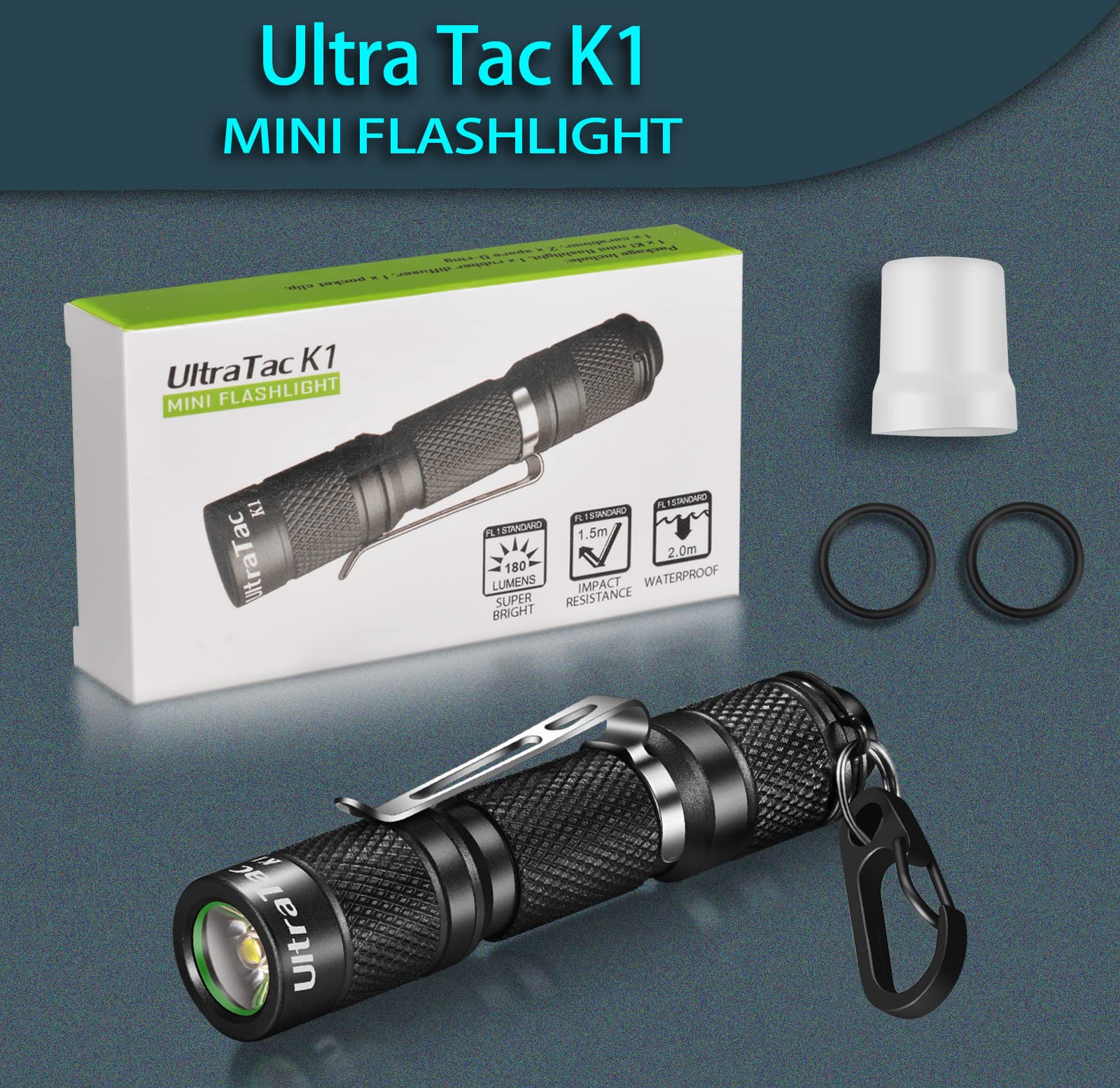 UltraTac K1 Mini Pink LED Flashlight 180lm Waterproof AAA Keychain Model K1-PNK-1