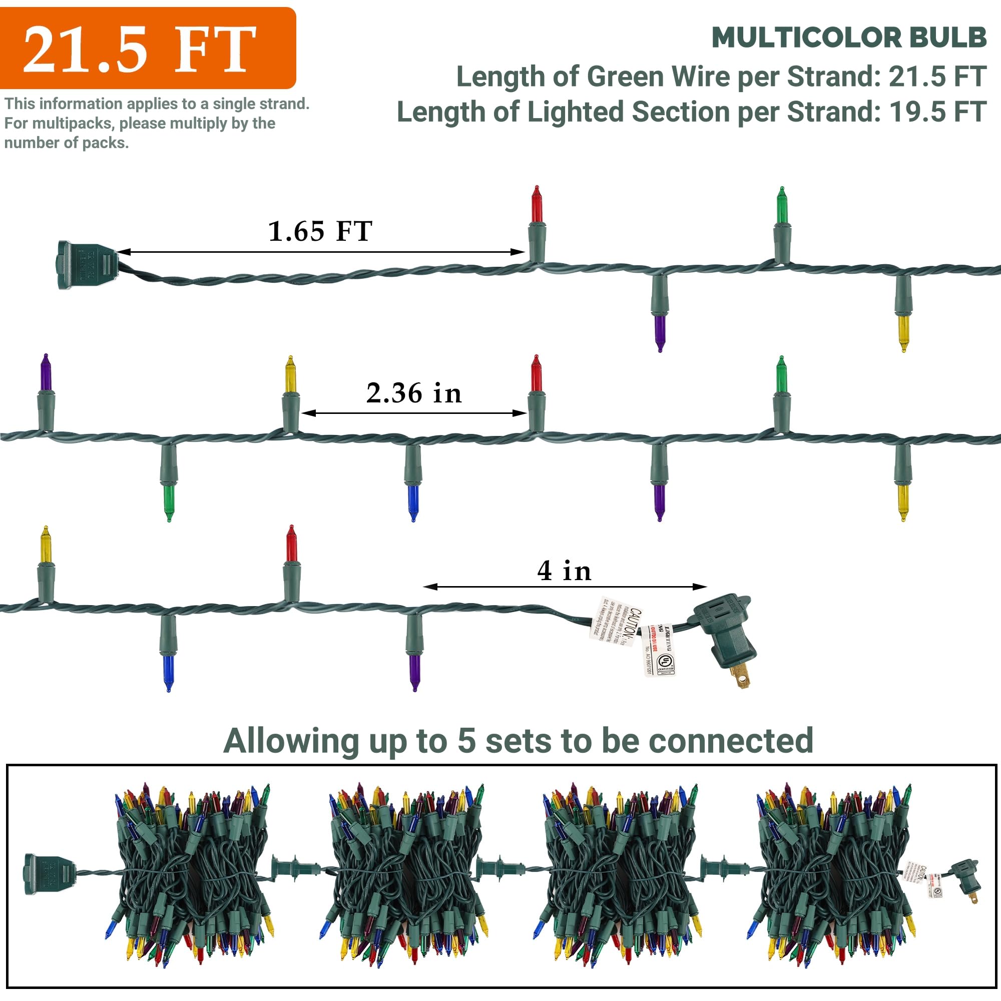 Watereem Multicolor Christmas String Lights  100 Count  Incandescent Mini Christmas Lights  Connectable Xmas Tree Light For Indoor Outdoor Garland Birthday Holiday Wedding Festival Party