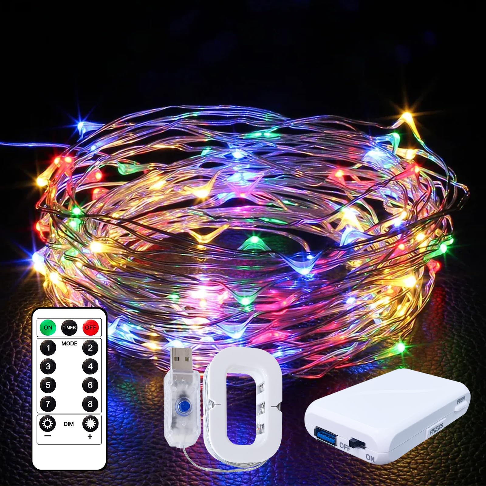 FWYWNL USB Fairy Light, Colorful 16ft 50 LED String Lights, Remote Control, Waterproof, 1 Pac