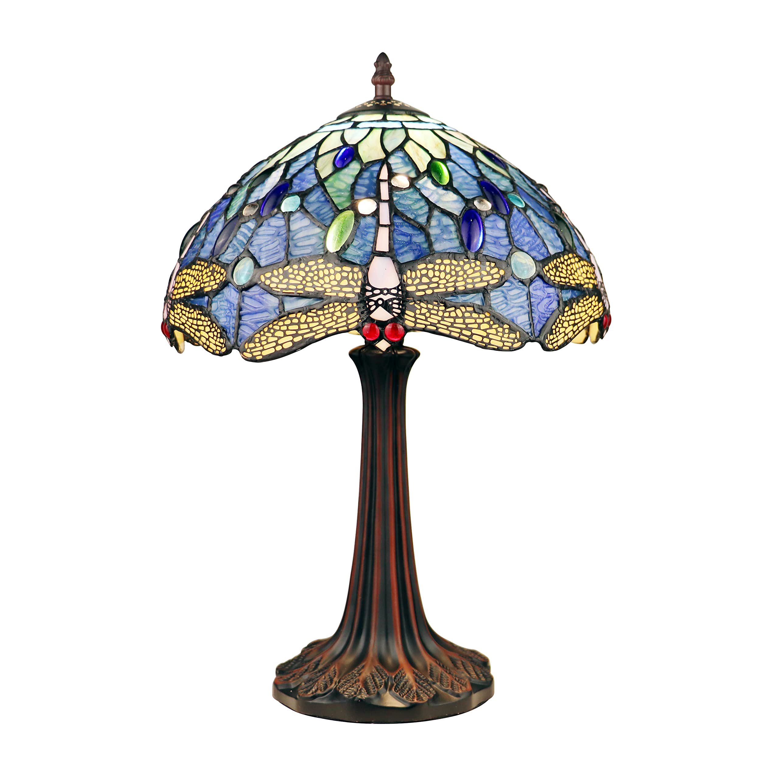 Chloe Lighting Dragonfly-Style Table Lamp, Dark Bronze, 12in Wide, Multicolor, Model CH3T524BD12-TL1