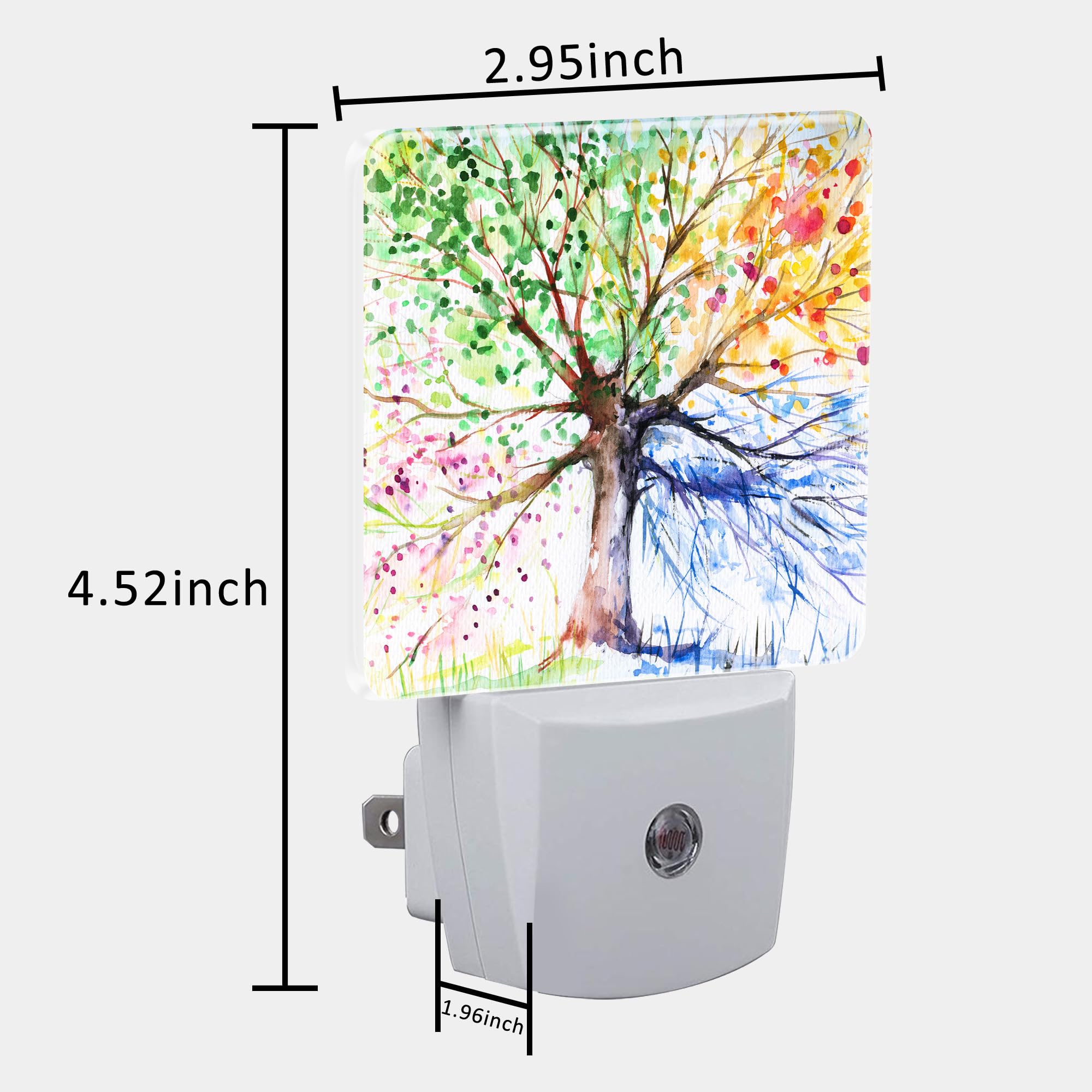 Uiaoiais Night Light Plug Into Wall Hand Painted Four Season Tree Night Light With Dusk To Dawn Sensor Night Light For Kid Girls