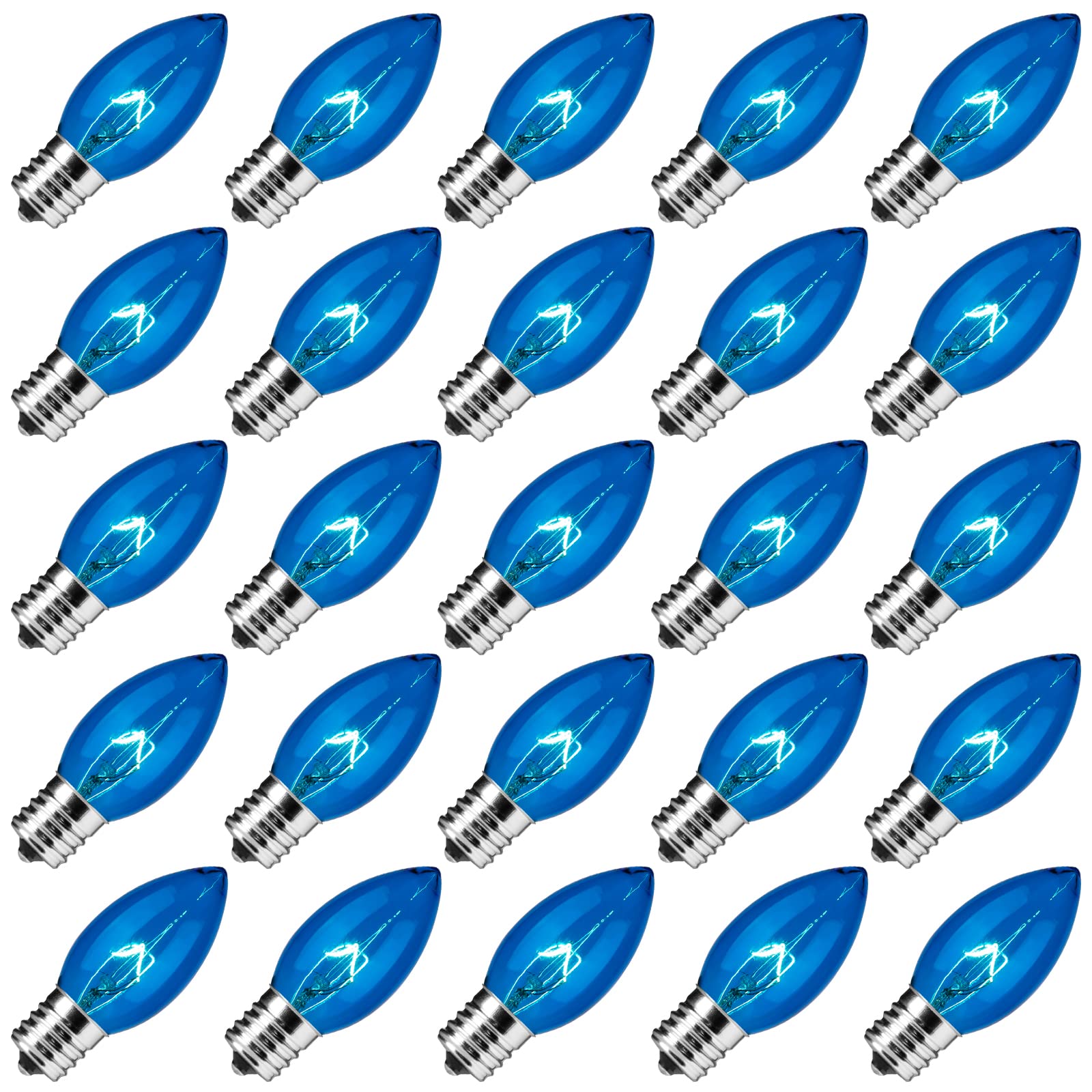 Brightown C9 Incandescent Bulb, C9 Christmas Replacement Light Bulb For Christmas String Light, E17 Intermediate Base, 7 Watt (B