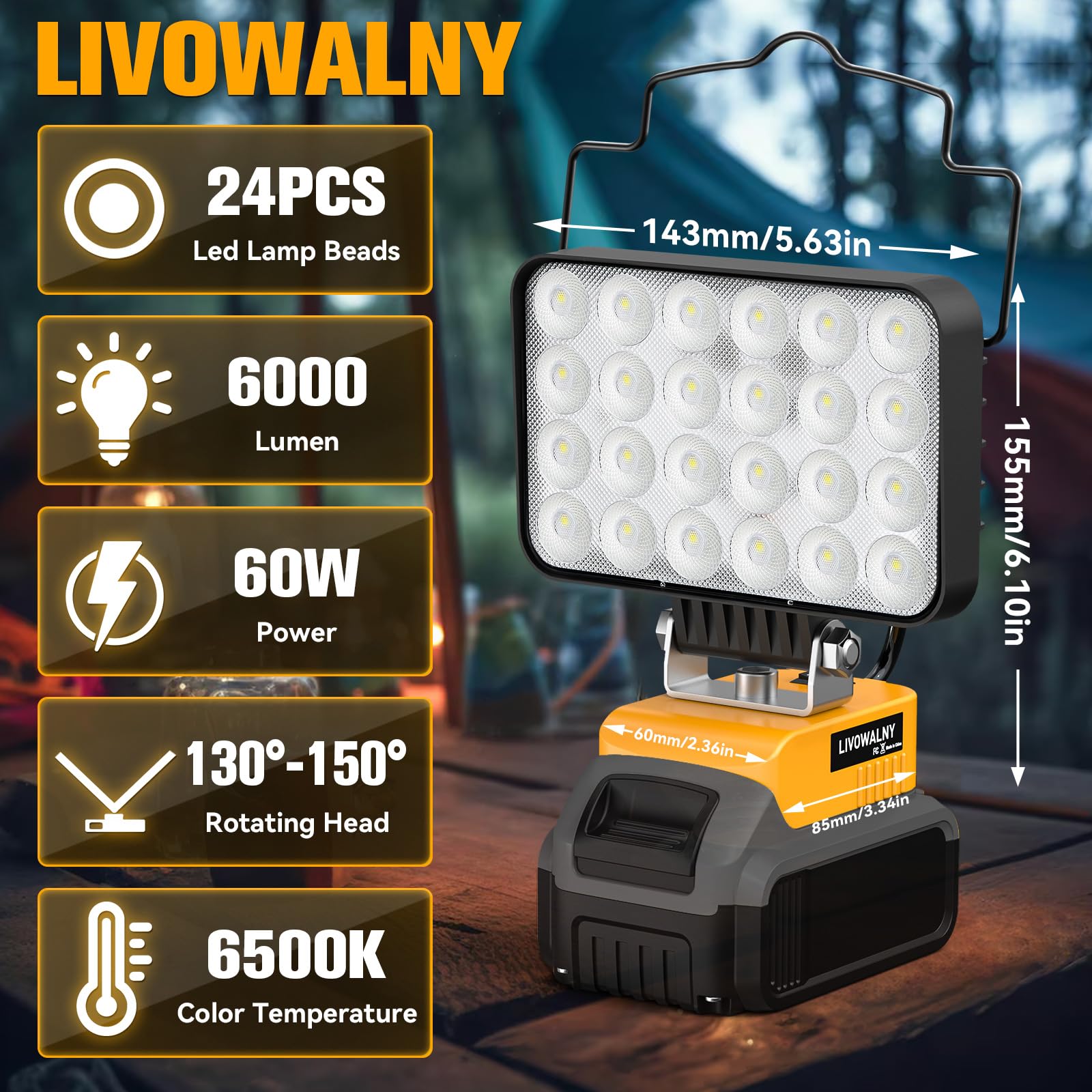 20V Work Light For Dewalt Battery: 78W 7800 Lumen Flashlight Battery Light Portable Worklight - Tools Lights Battery Operated Li