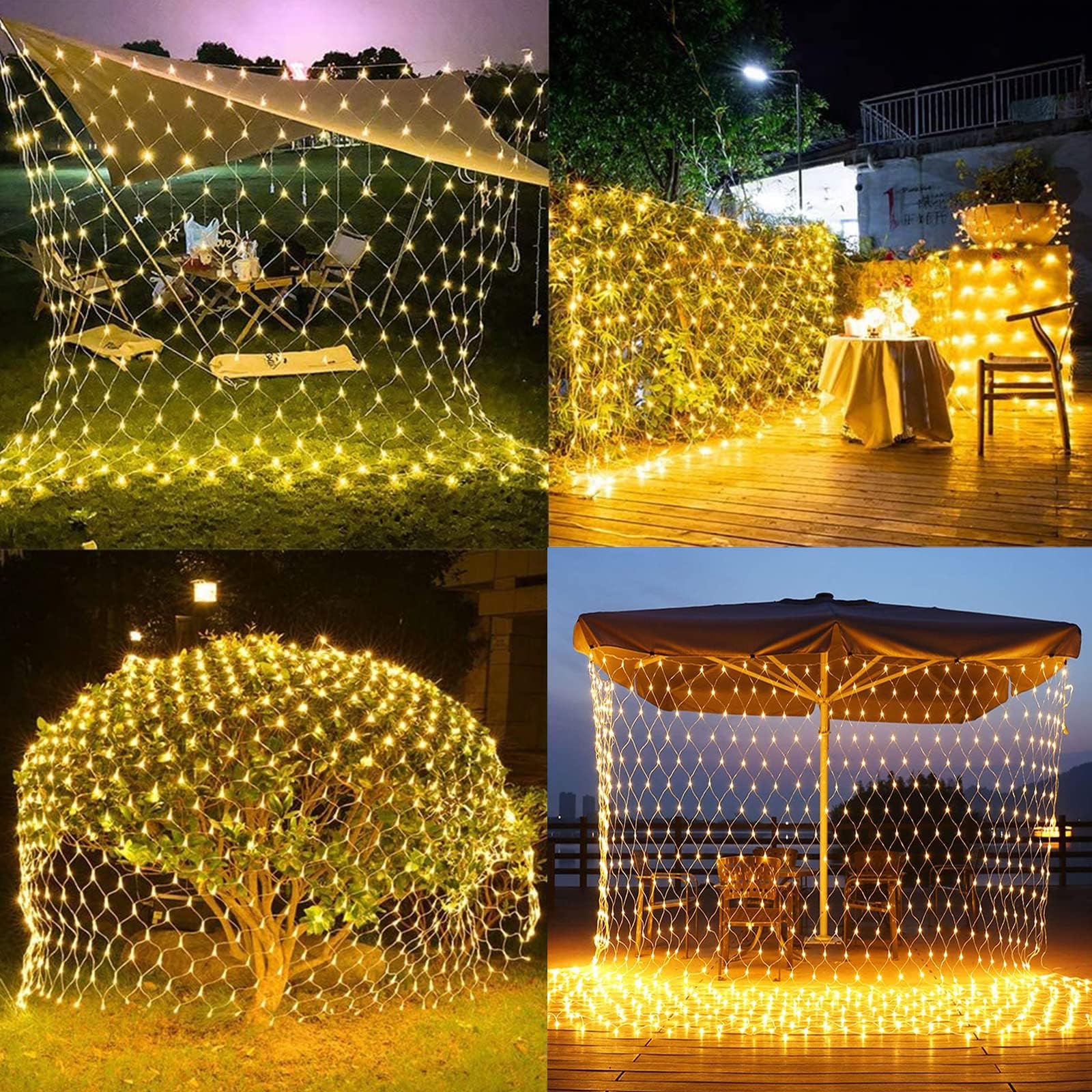 Ijg 200 Led Christmas Net Lights,Connectable 10X6.5Ft Mesh String Lights,8 Modes Waterproof Outdoor Mesh Fairy Lights For Xmas Trees, Bushes, Wedding, Garden (Warm White)
