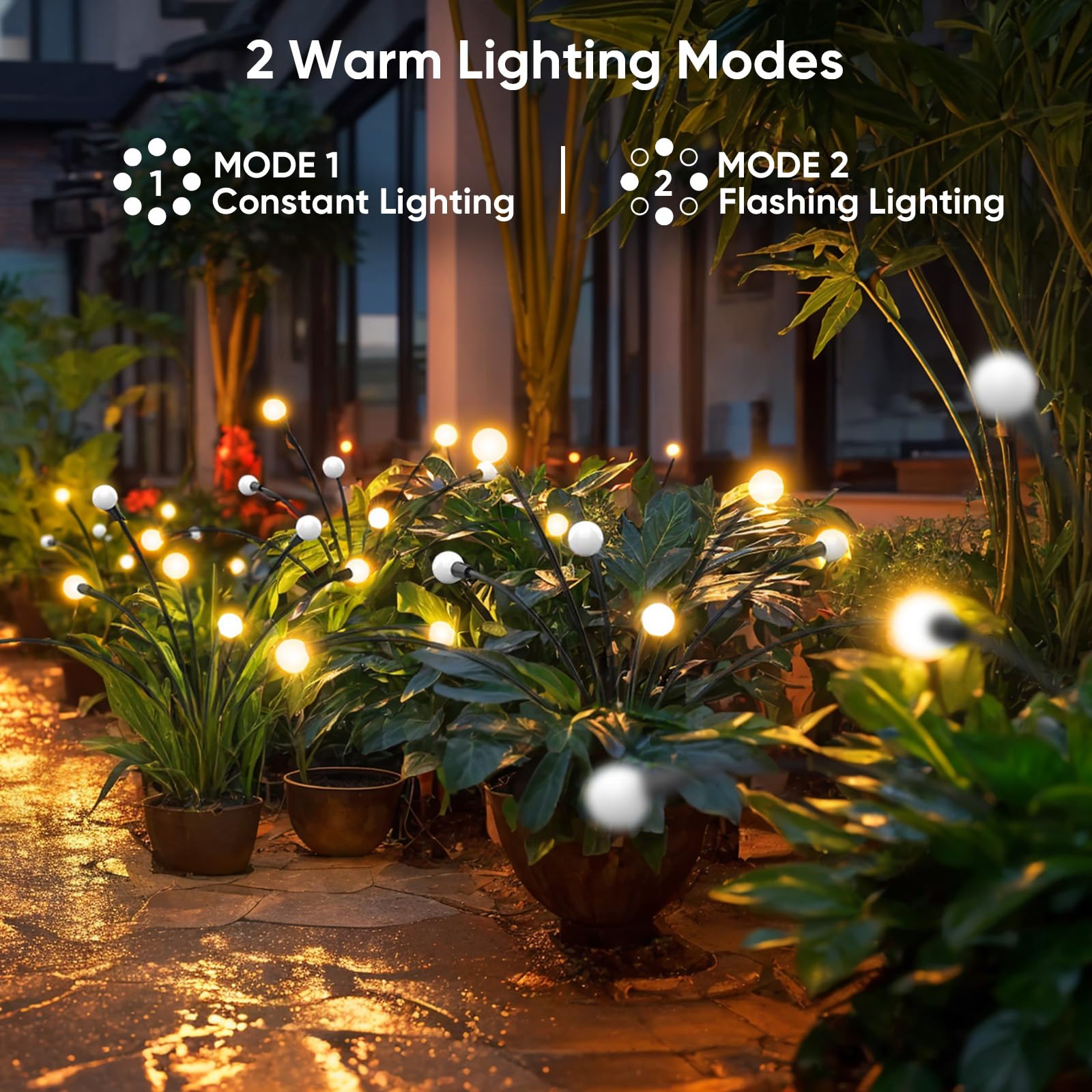 Nfever Solar Lights Outdoor Garden Decor - 4 Pack Warm White Led Firefly Lights For Yard Pathway