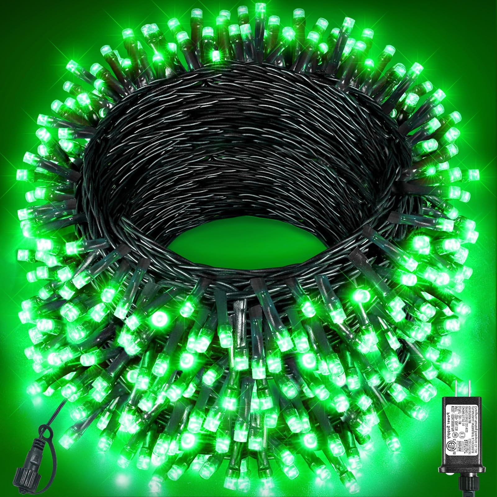 157Ft 480 Led Christmas Lights Outdoor  Plug In Christmas Tree Lights Waterproof  8 Modes Green Wire Fairy String Light For Indoor House Garden Xmas Party Decorations  Green