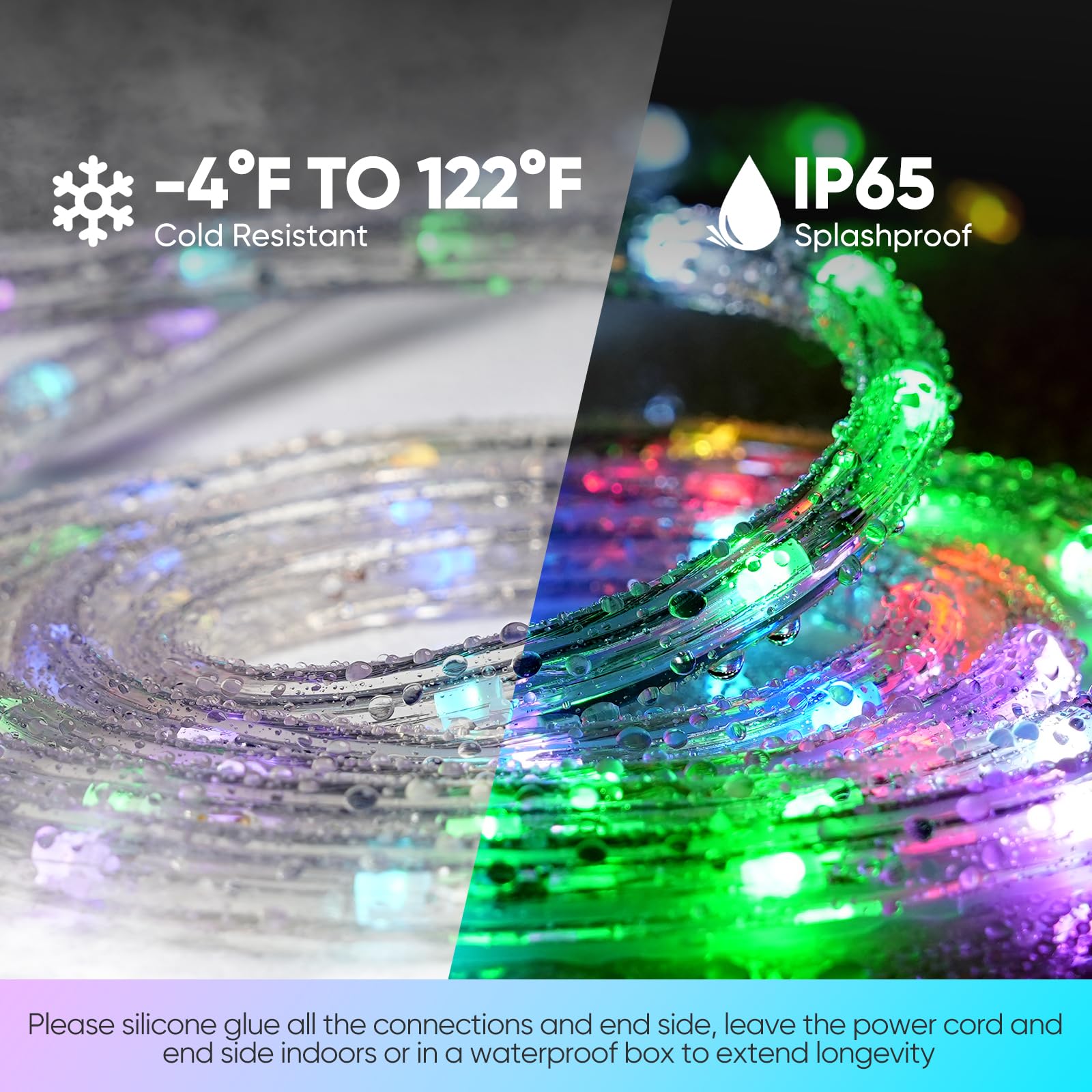 Shine Decor LED Rope Light, RGB, 50FT, Waterproof, Remote Control, Model MYH-Clear Rope-RGB-15M