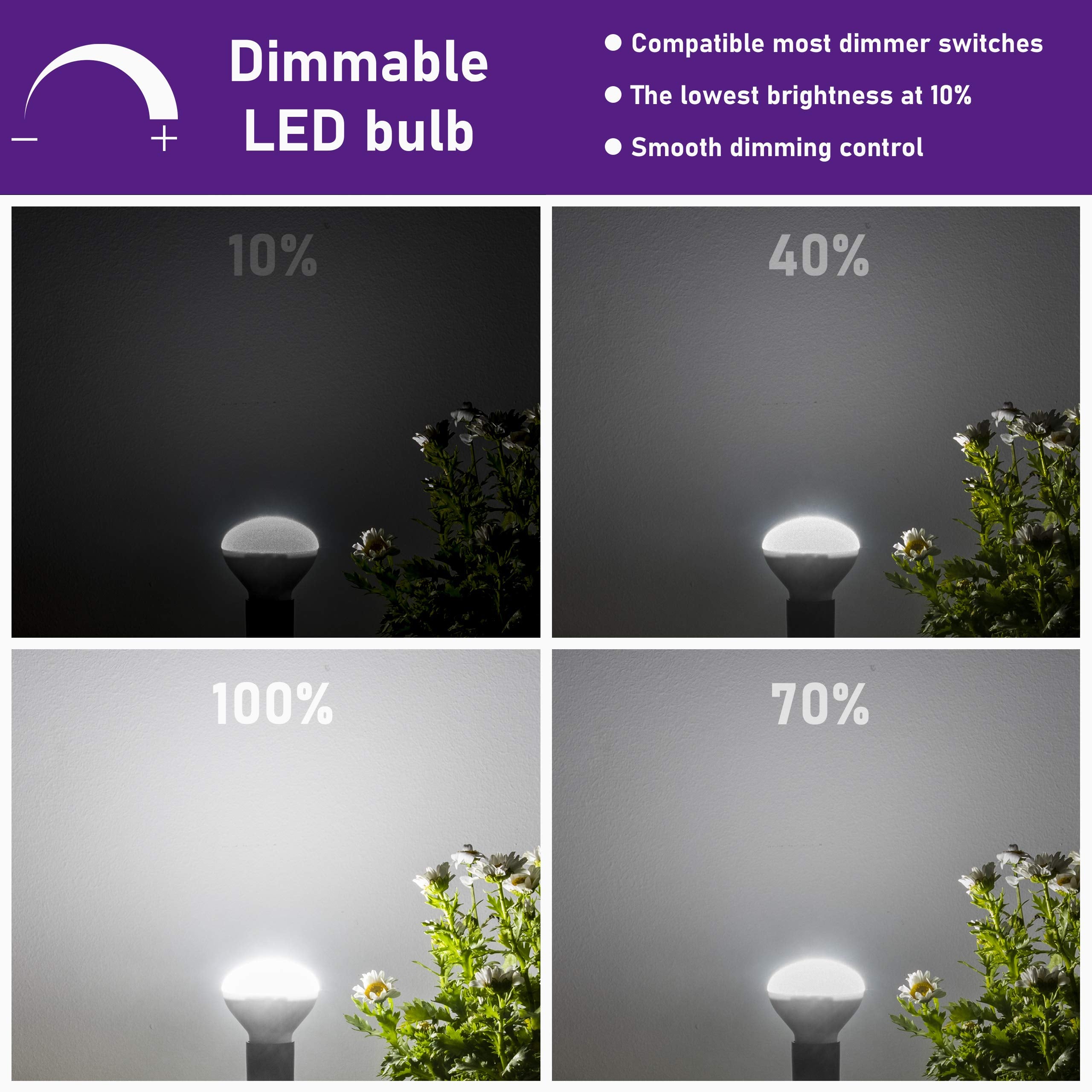 Maelsrlg E17 LED Bulb, 4W (40W Equiv), Dimmable Mini Reflector, 400 Lumens, Daylight White 5000K, Pack of