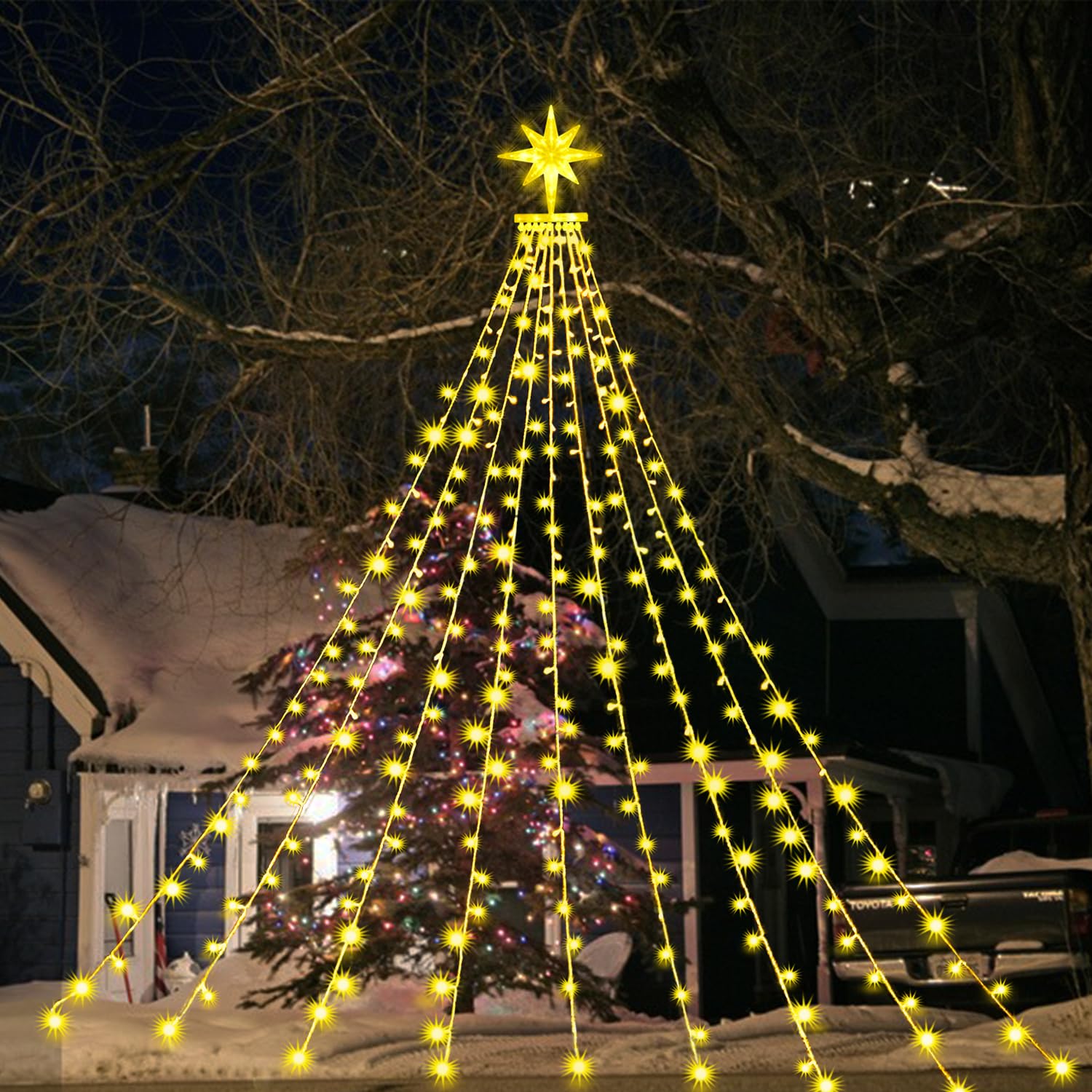 PUHONG Christmas Decoration Dippers Star String Lights,16.4Ft 320 LED Christmas Tree Lights [8 Modes & Waterproof],with 11'' Lig