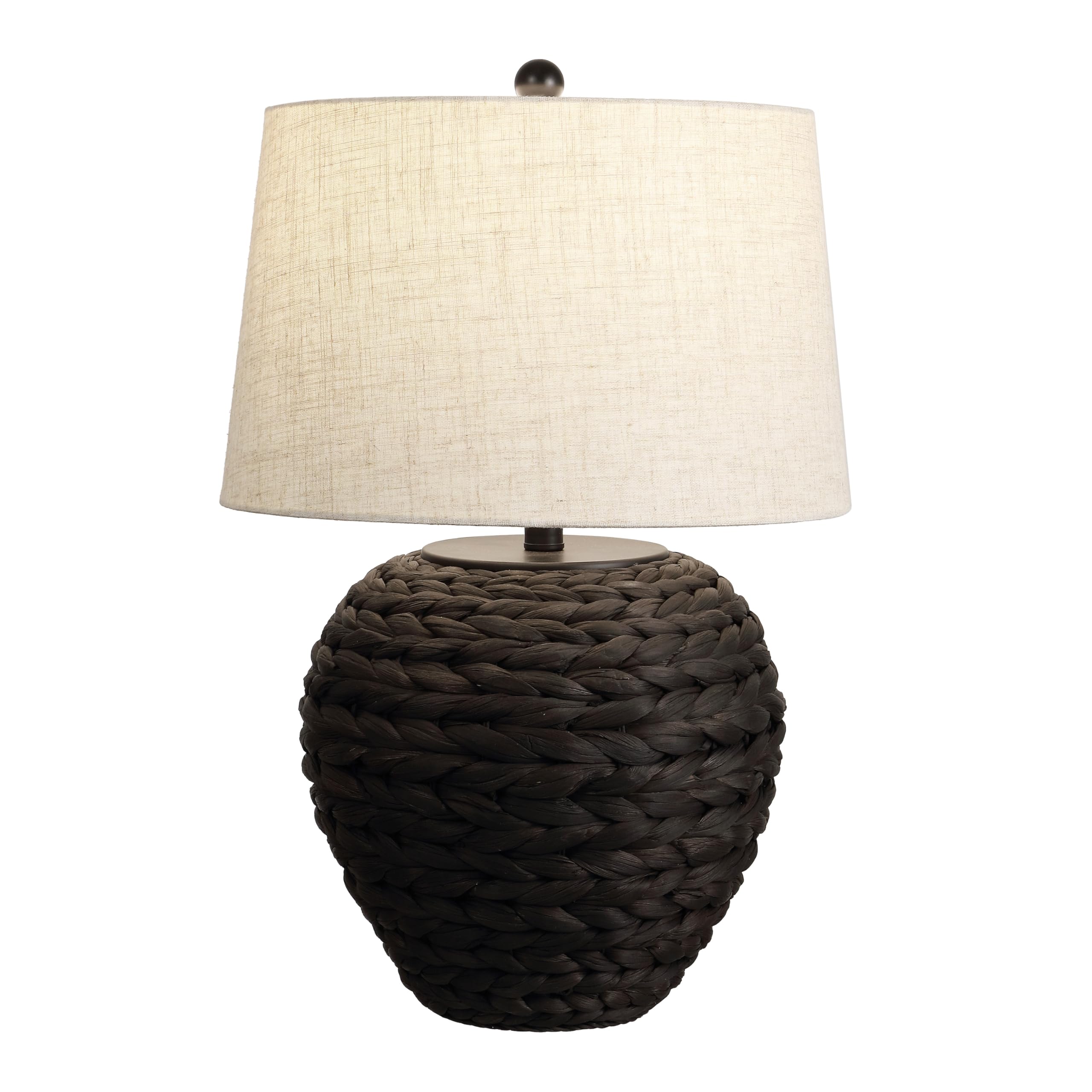 JONATHAN Y 24.5 Black Water Hyacinth Farmhouse Basket Table Lamp, Coastal Decor for Living Room Bedroom Nightstand, Light Gray L