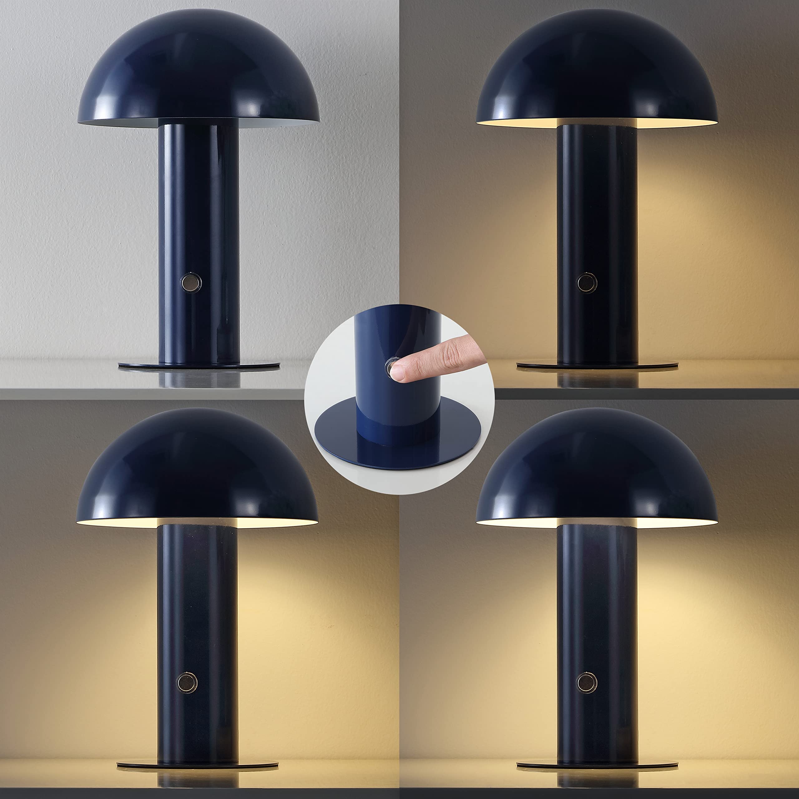 Jonathan Y Jyl7115E Boletus 10.75'' Contemporary Bohemian Rechargeable/Cordless Portable Iron Integrated Led Mushroom Table Lamp