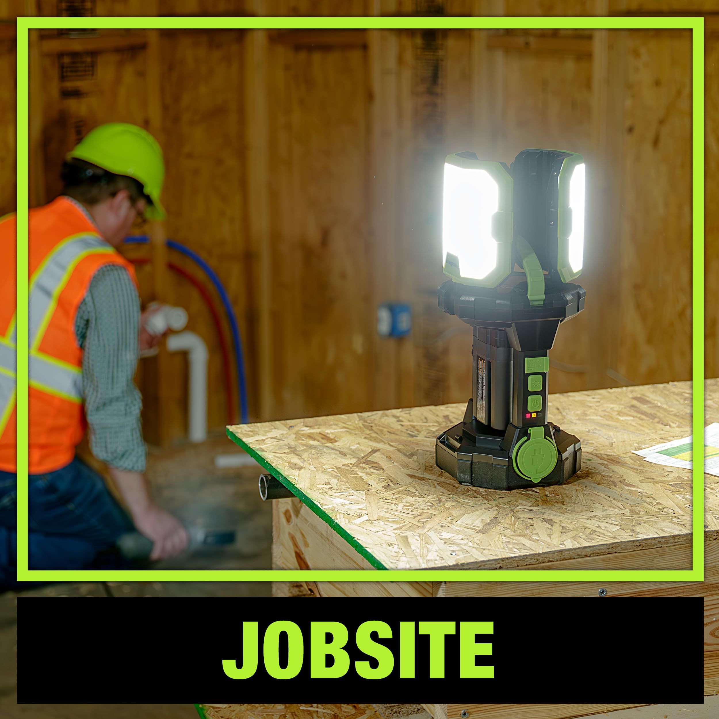 Powersmith 5000 Lumen Work Light Jobsite Area Work Light With 3-Way Power, Voyager Battery Included (Pvlp50A)