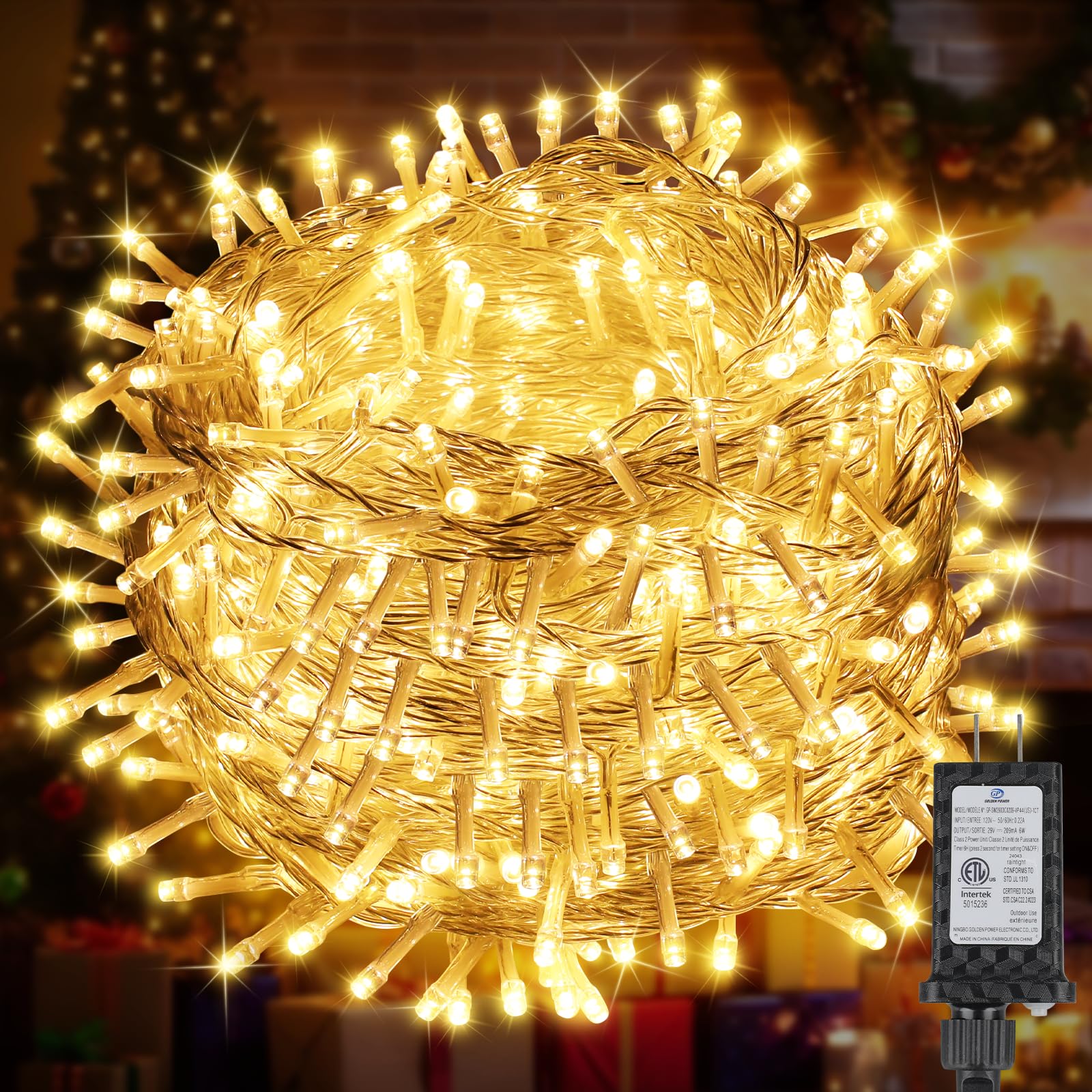 MGYIF 200FT 600LED Christmas Lights Plug in,Warm White Waterproof Fairy Lights with Timer/8 Modes, Christmas Tree Lights Lightin