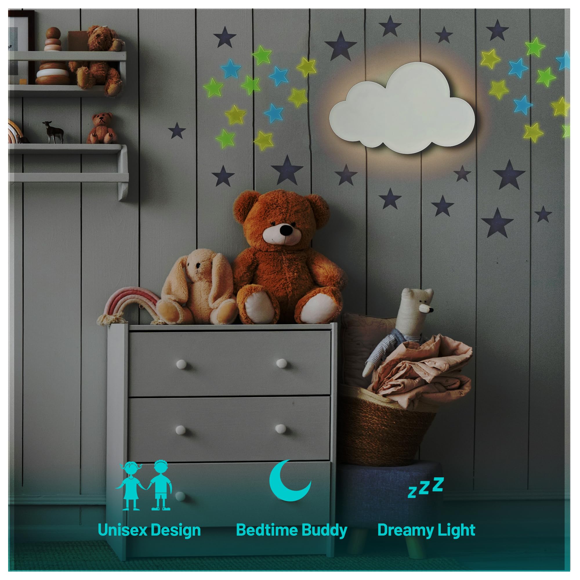 BAZENTI Cloud Lights - Nursery Decor Cloud Lamp, Nursery Light with Remote, Cute Rechargeable Baby Lamps for Nursery, Hanging La
