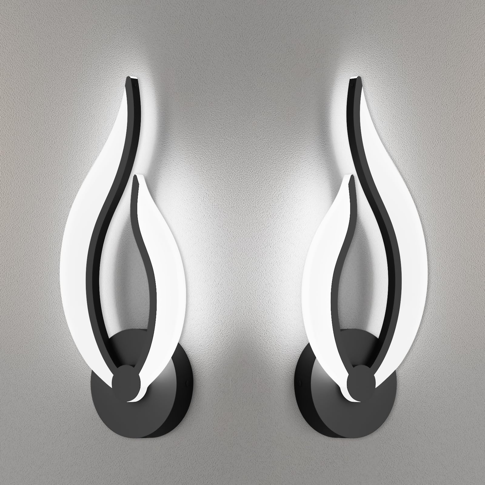 Pasoar Hard-Wired Wall Sconce Set of 2, 10W LED, Dimmable, Acrylic, Cool White Light, 5500K, Model 001