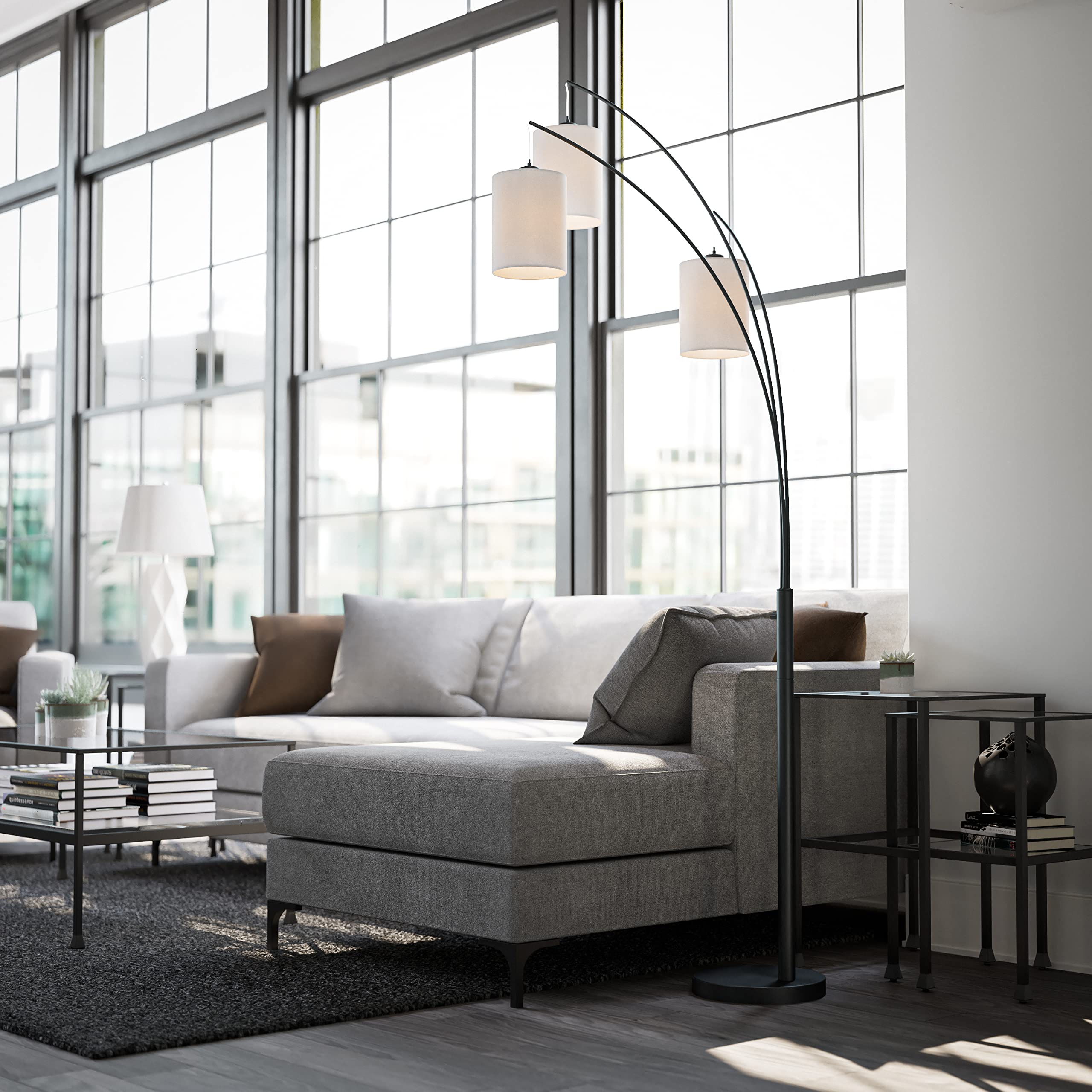 Kenroy Home Leah Arc Floor Lamp - 60W Alloy Steel, Large, Black, Model 32849BL