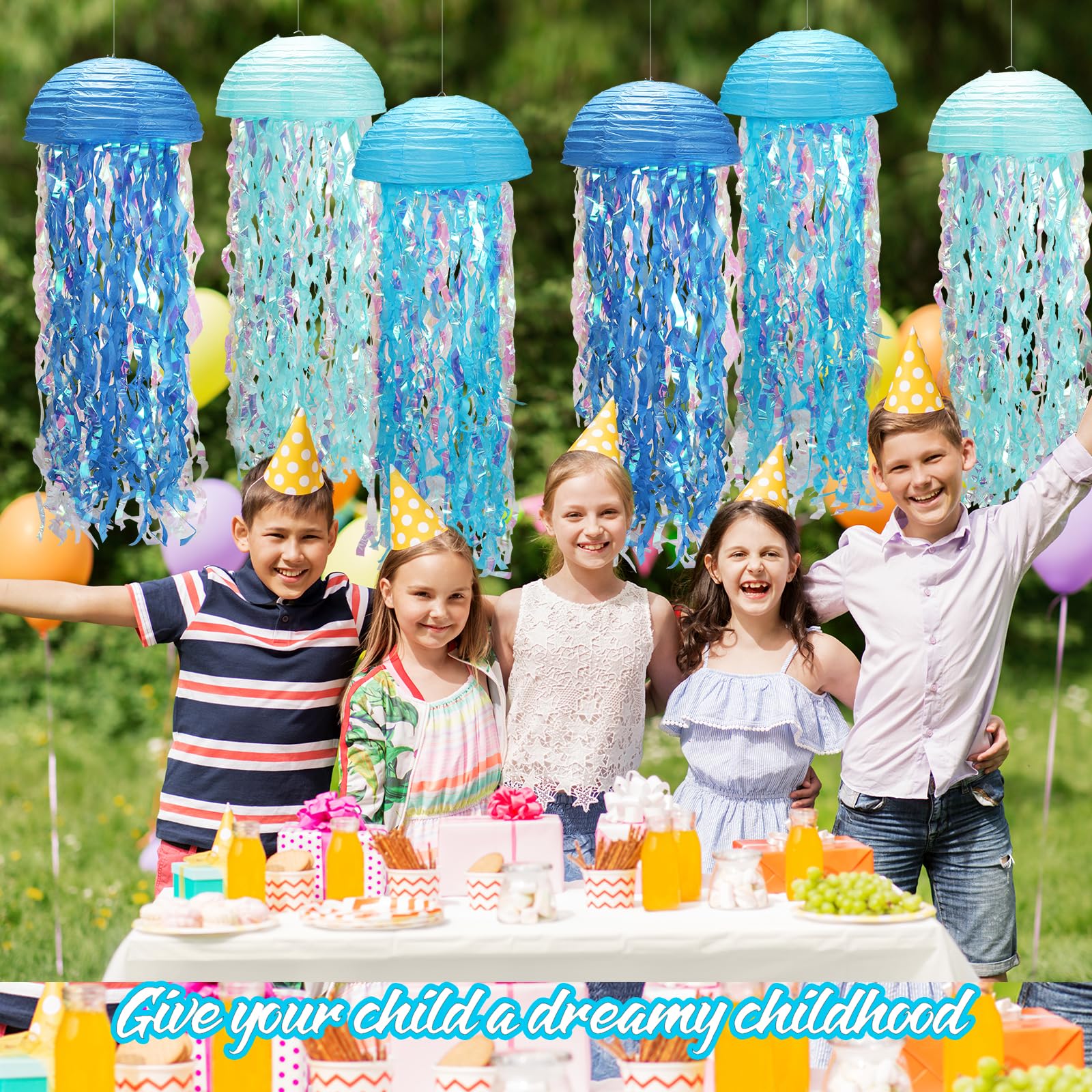 Under The Sea Party Decorations,Jellyfish Paper Lanterns With Hooks+Rope,10In Hanging Jelly Fish For Birthday,Mermaid,Baby Shark,Ocean Themed Party, Kids Room Supplies