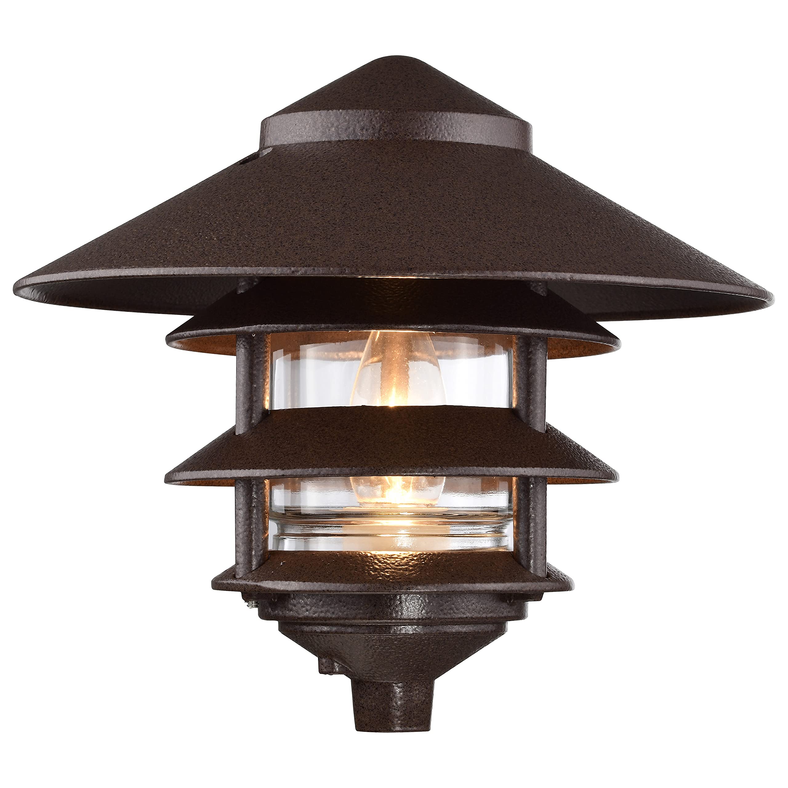 Nuvo Sf76/637 One 2 Louver Hood Outdoor Pagoda Landscape Pathway Light, 3 Tier-Large, Old Bronze