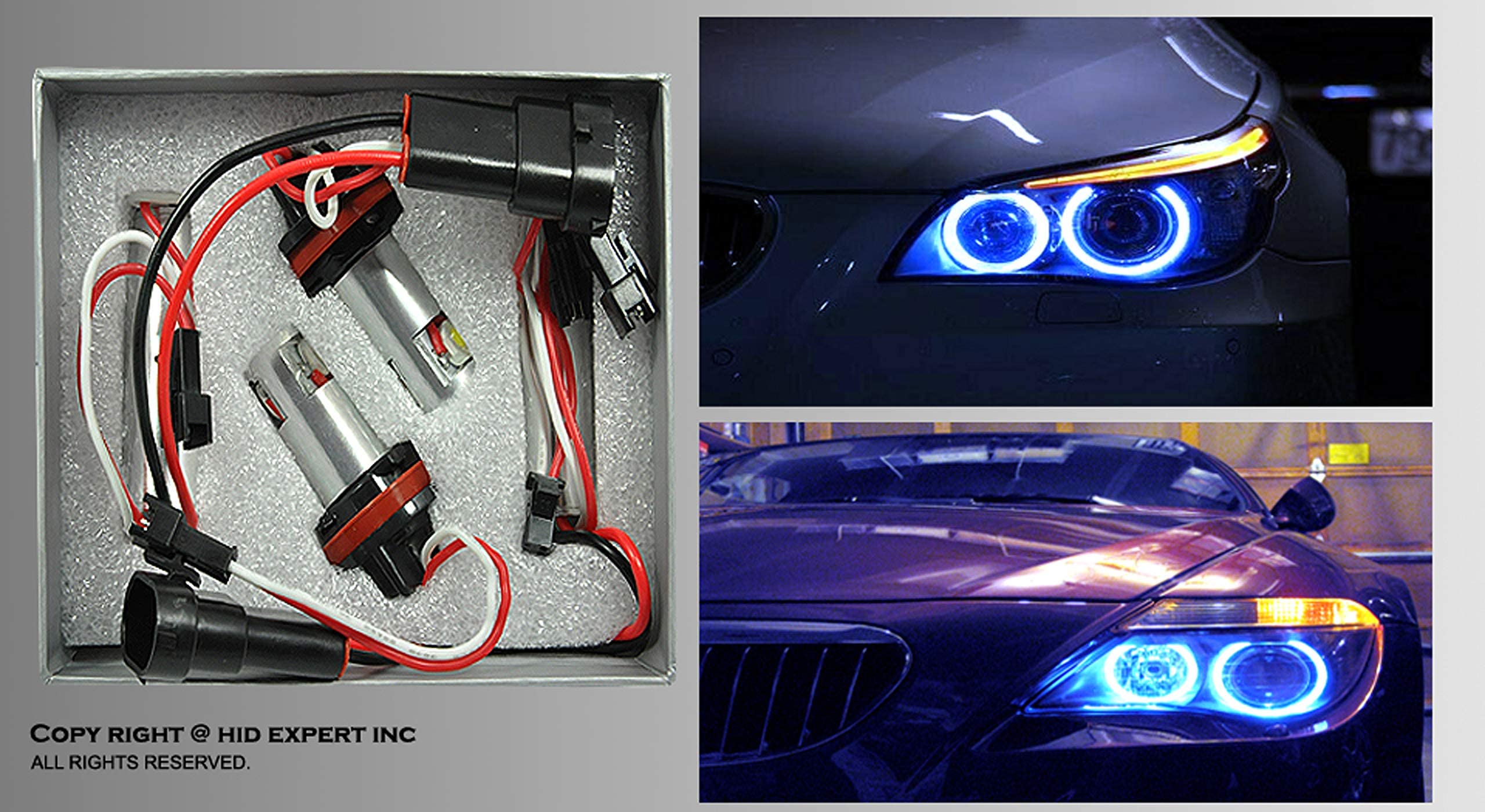 ICBEAMER Fit BMW Angel Eye Halo Ring E92 H8 H11 High Power LED 10000K White Replacement Blue Light Bulbs [Pack of 2 pcs]