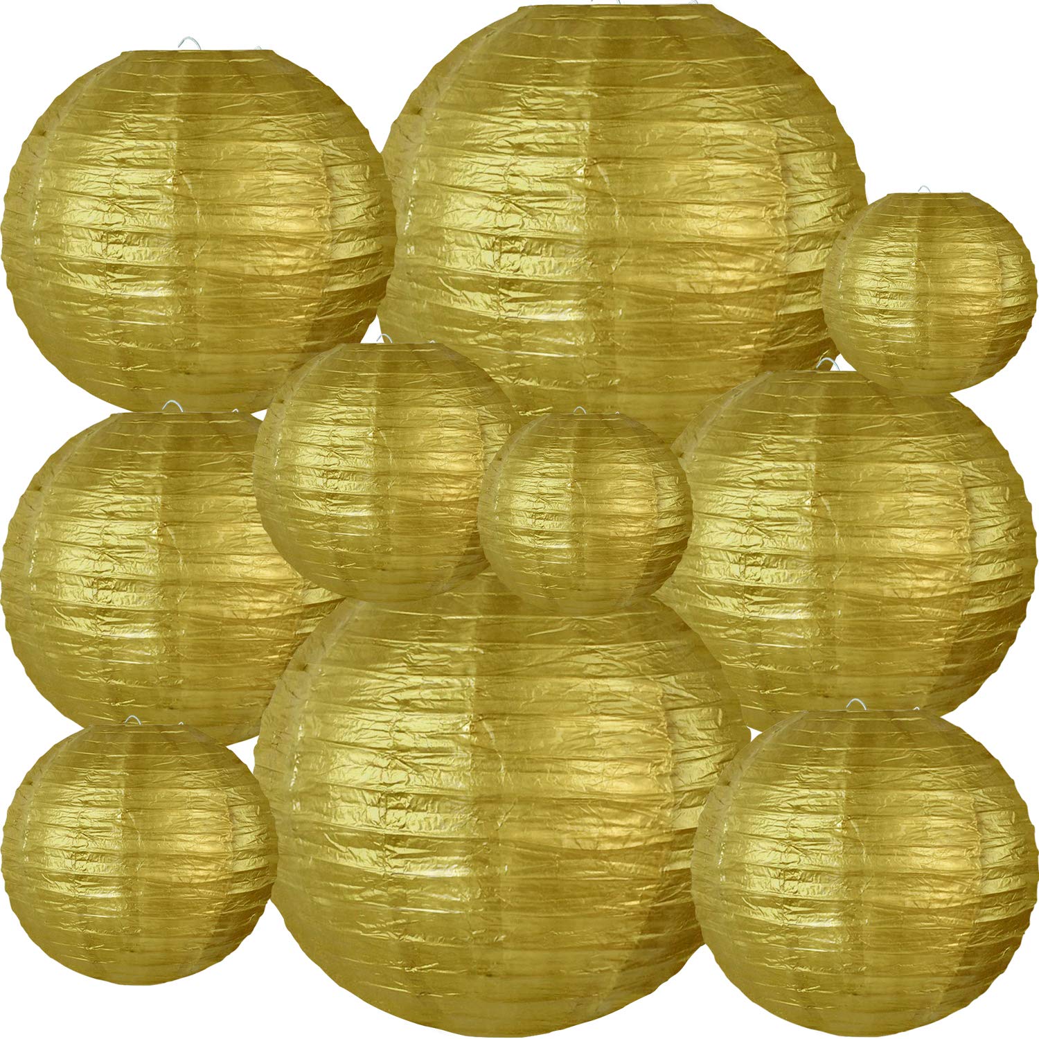 BEISHIDA Gold Round Paper Lanterns Decorative Hanging Chinese Japanese Paper Lanterns Lamp for Christmas New Years Birthday Wedd