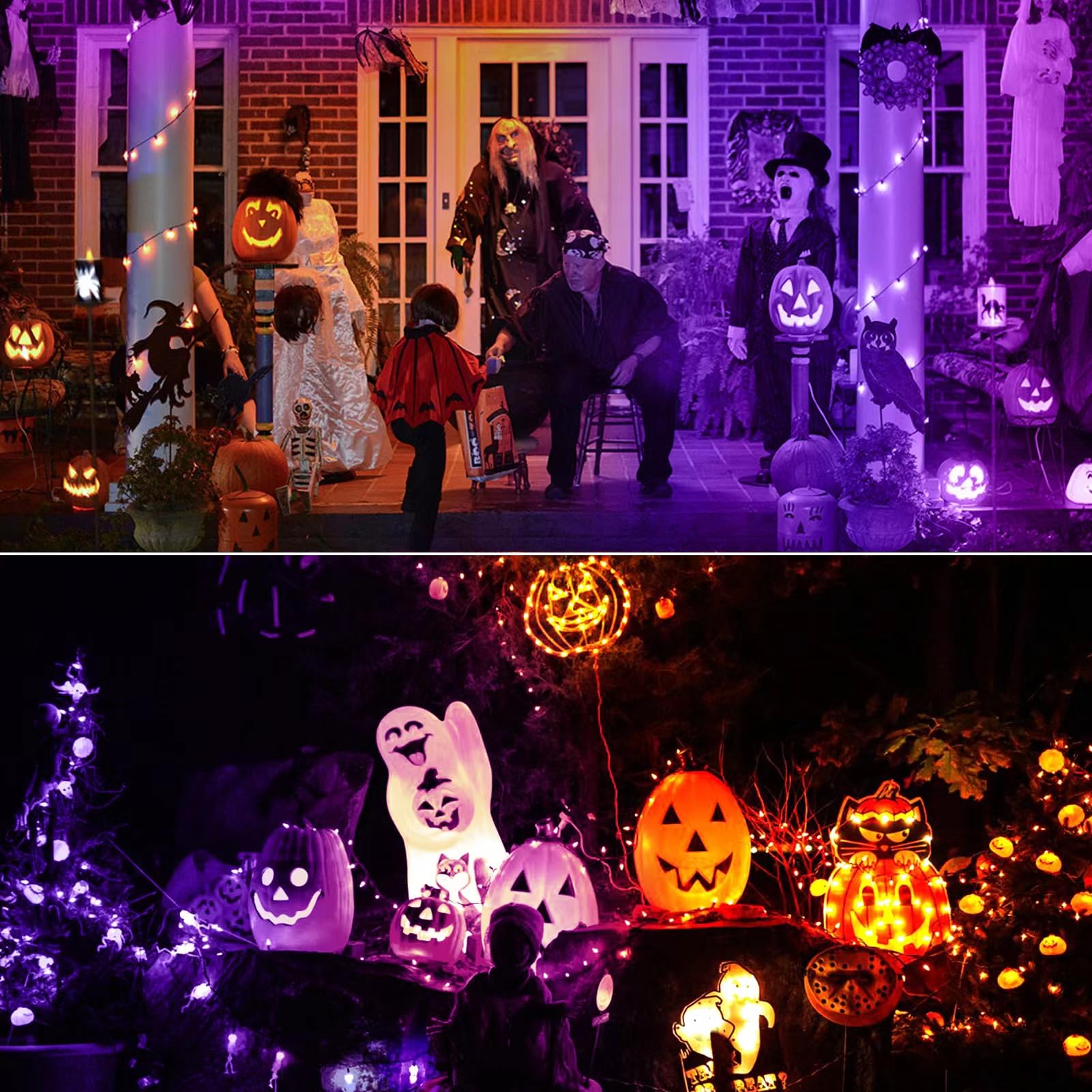 Jaheks Orange Purple Light Bulbs For Halloween Christmas, 9W(60W Equivalent) E26 Base Led Orange Bulb Purple Bulb For Outdoor,Porch,Home Decor (Orange + Purple)