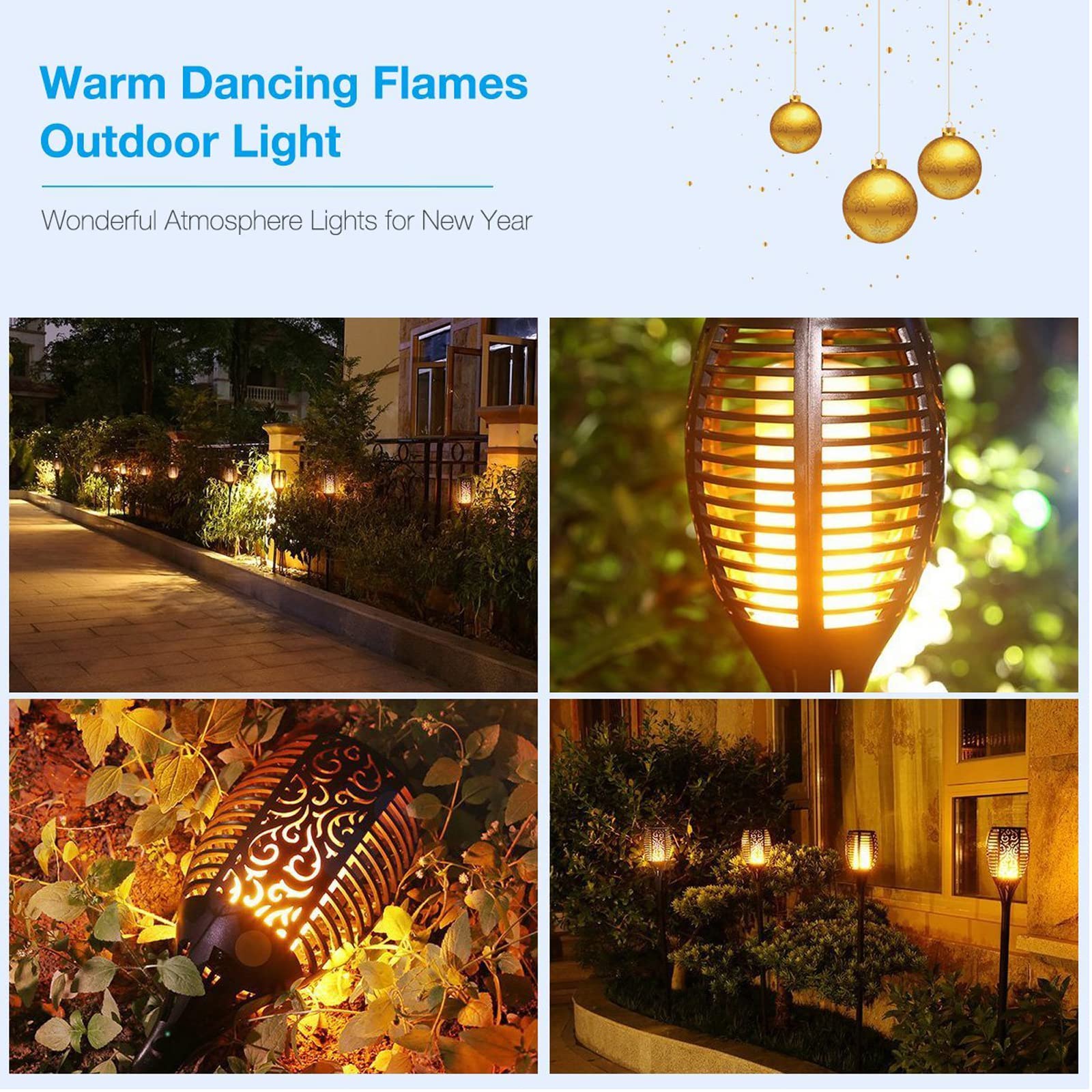 Solar Lights Outdoor (Super Large Size), 99 Led Solar Tiki Torches With Flickering Flame, Waterproof Solar Powered Lights Holiday Decorations Outside Garden Yard Pathway Decor