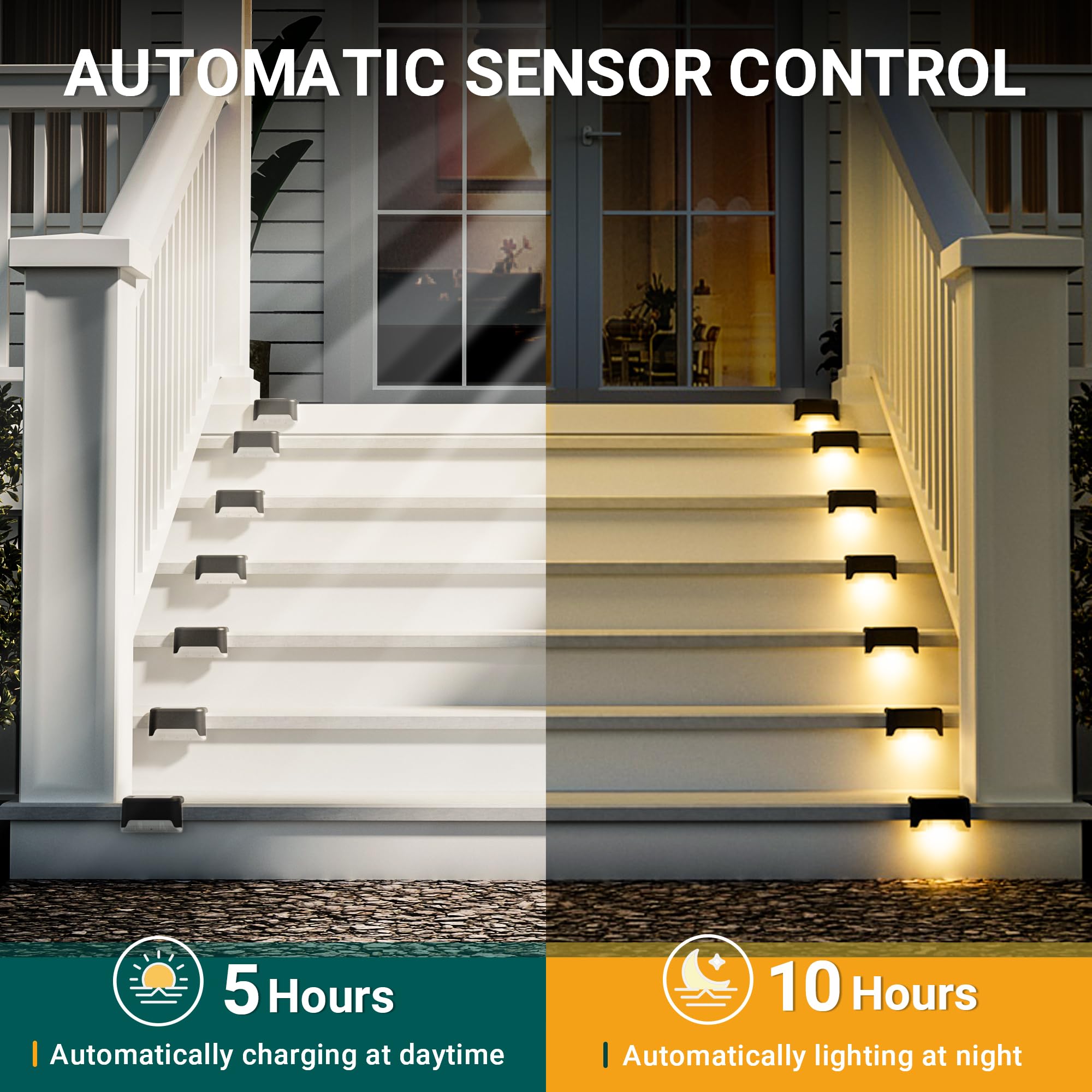 Solpex Solar Deck Lights 16 Pack, Outdoor Step Lights Waterproof Led For Stairs, Fence, Yard, Patio, Pathway (Warm White)