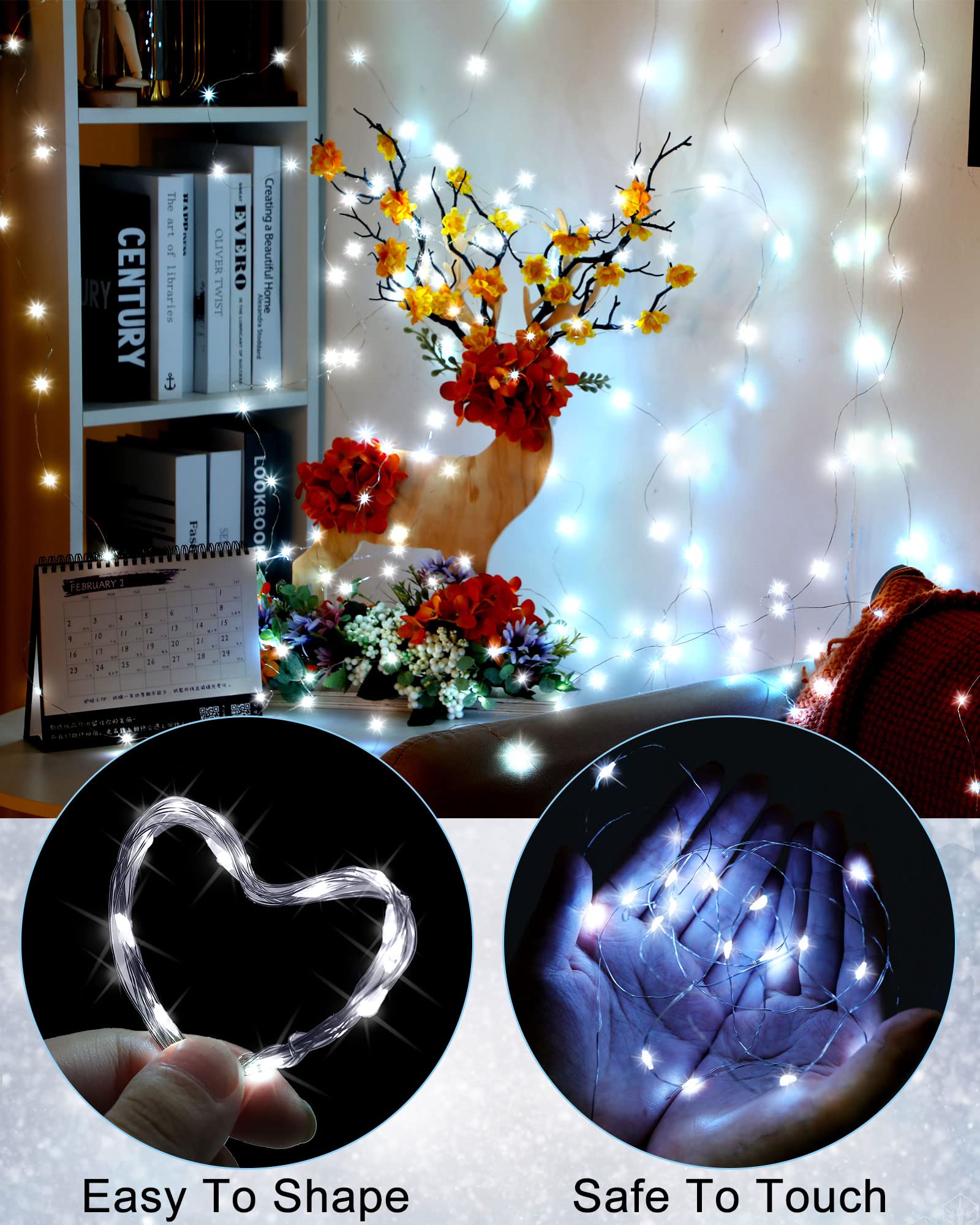 8 Pack Solar String Lights Outdoor Waterproof Each 240 Led 78Ft Solar Fairy Lights Outdoor 8 Mode Led Solar Outdoor Lights Tree Lights Waterproof Copper Wire Lights For Tree Garden Yard(Cool White)