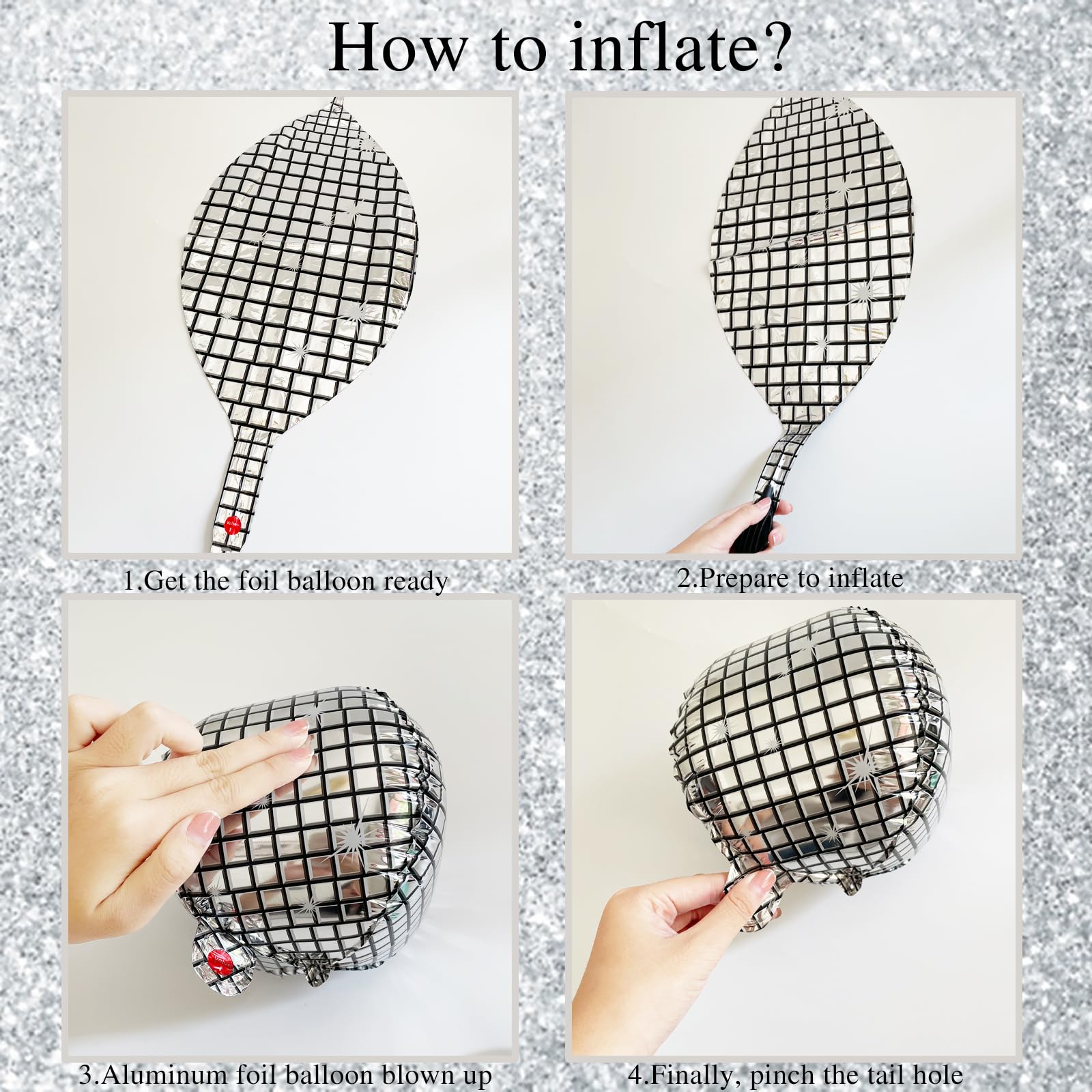 22Pcs Disco Ball Balloons Different Sizes- 4D Large Disco Balloons 32    22    10 Inch Metallic Silver Disco Balloons for 70s 80