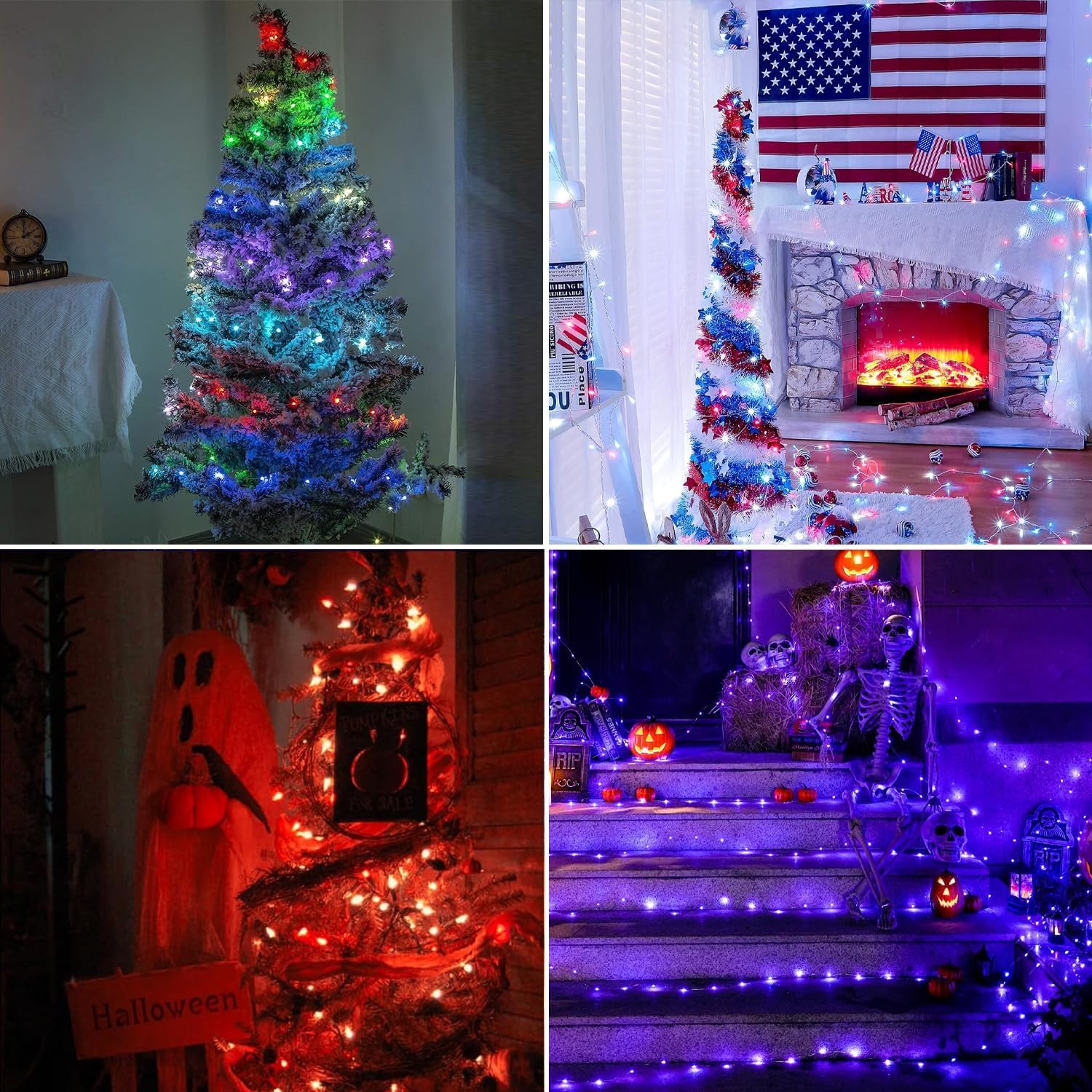 Ineximun Color Changing Fairy String Lights, 33ft, 100 LED Twinkle Lights, Remote & Timer, Multicolor Outdoor Xmas Decor